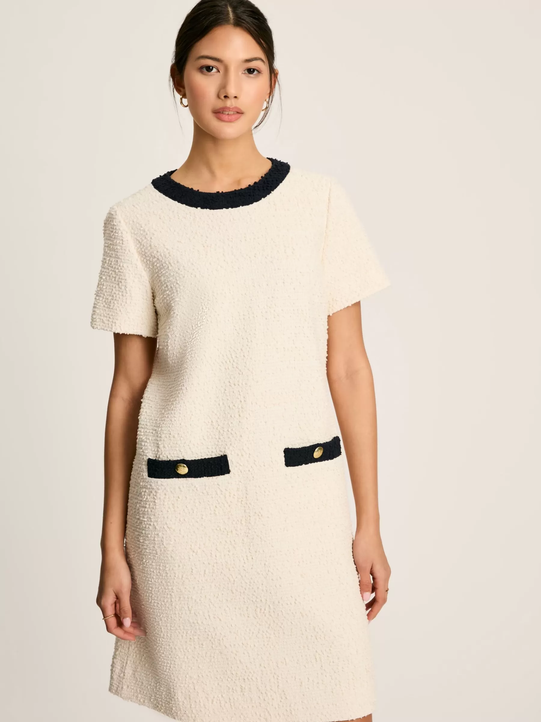 Joules Celeste Mini Boucle Dress Cream Flash Sale