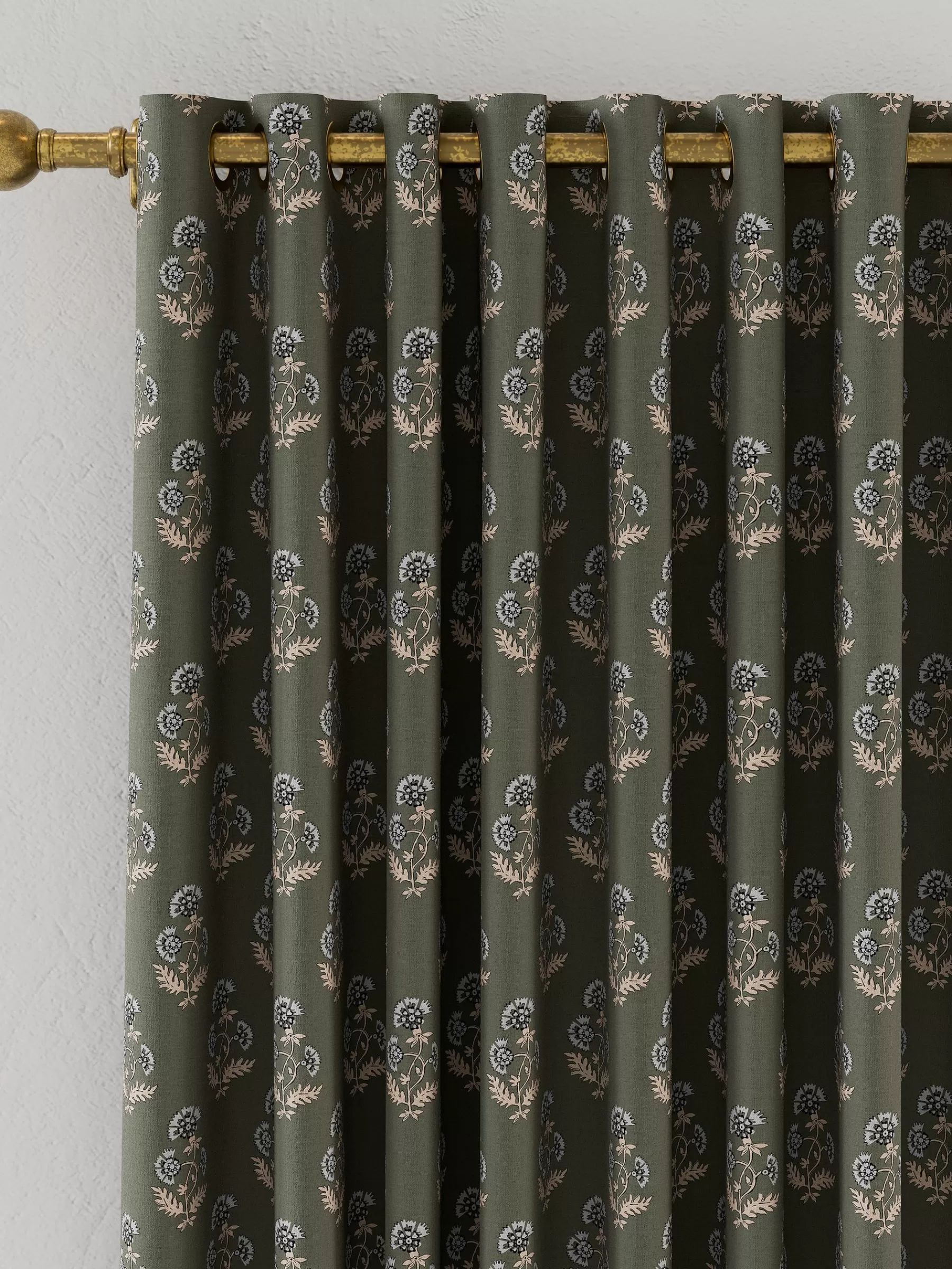 Joules Chamomile Set of 2 Blackout Eyelet Curtains Green Sale