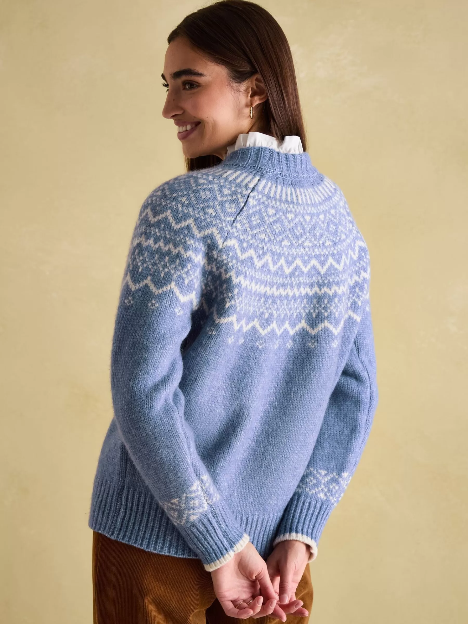 Joules Charlotte Crew Neck Fair Isle Jumper Blue Sale