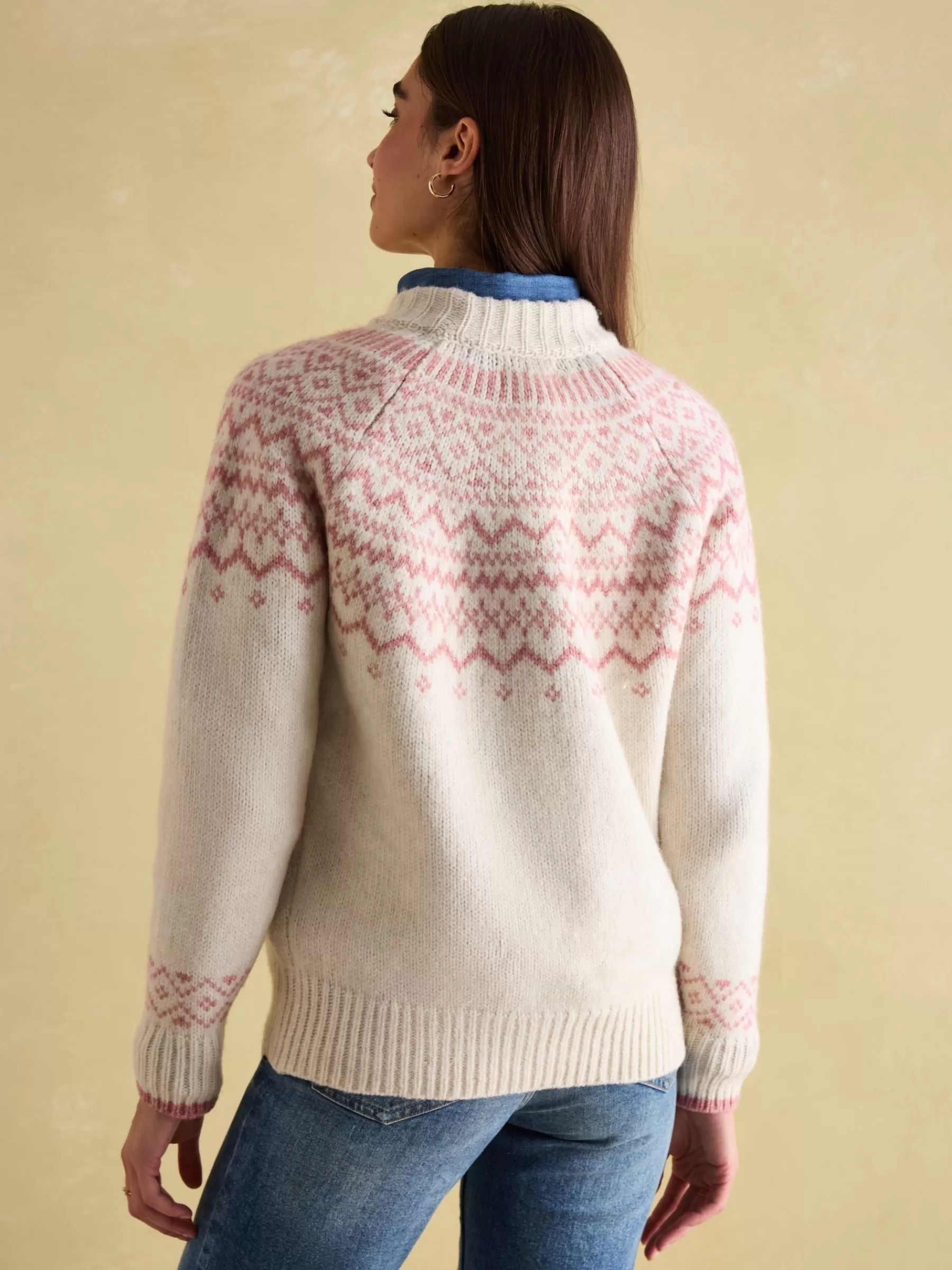 Joules Charlotte Crew Neck Fair Isle Jumper Cream Clearance