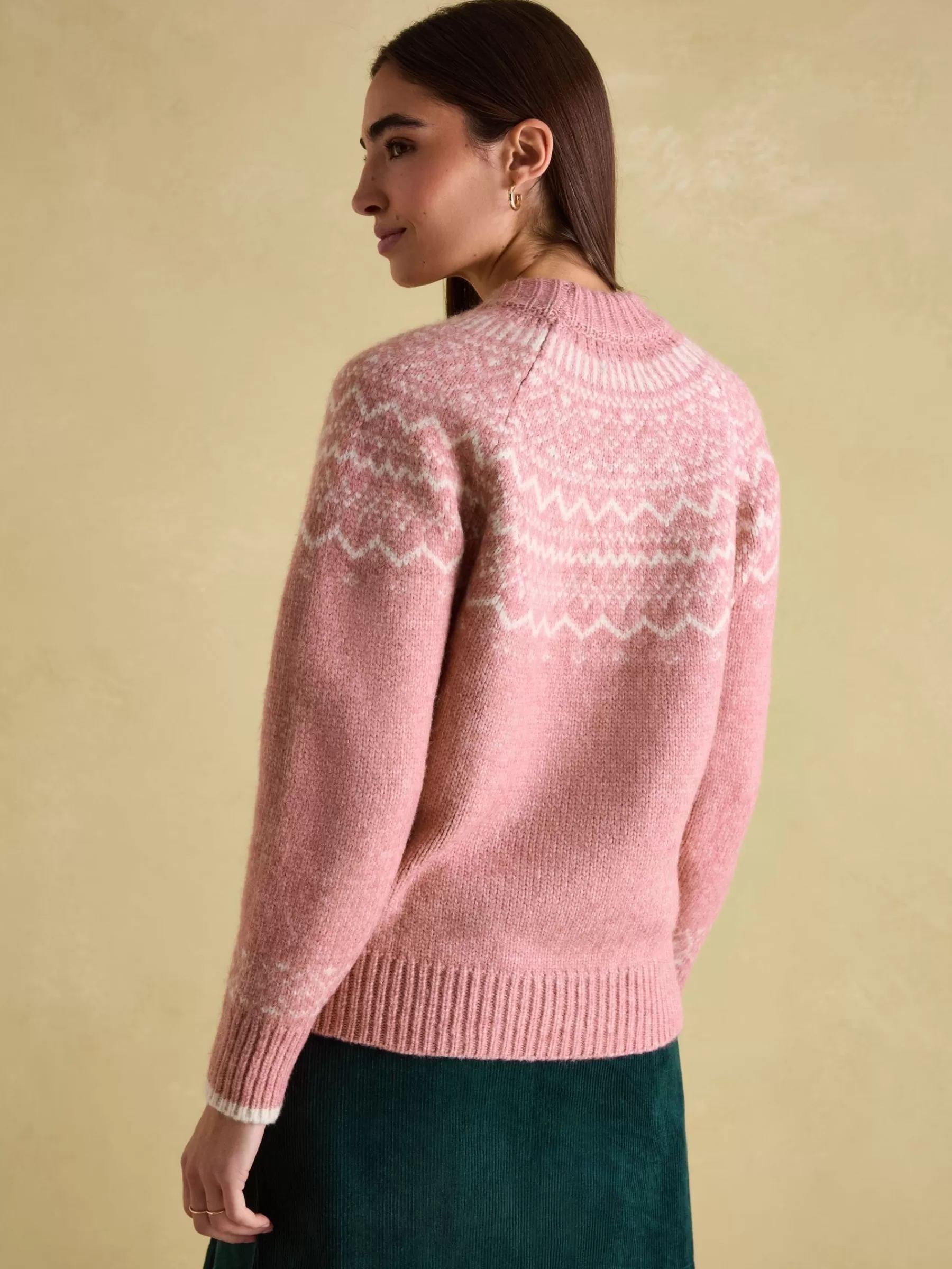 Joules Charlotte Crew Neck Fair Isle Jumper Pink Flash Sale