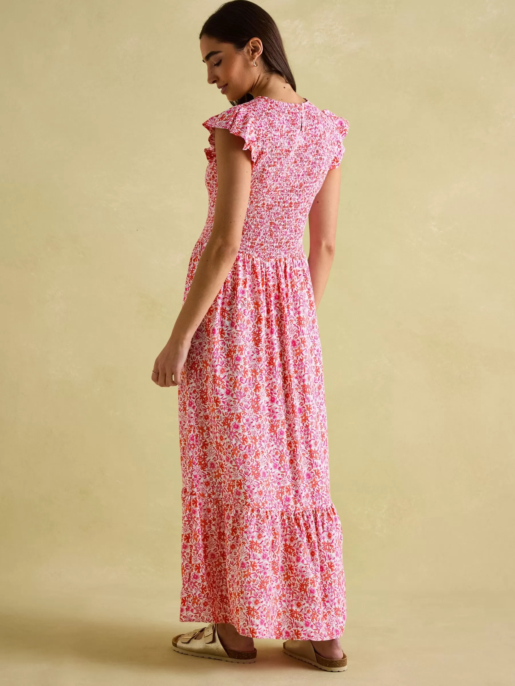 Joules Clover Shirred Dress Pink Shop