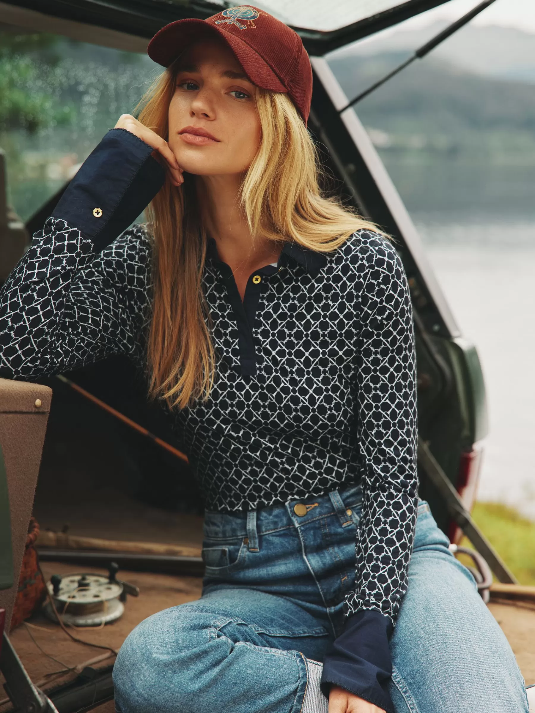 Joules Cordelia Navy geo Long Sleeve Top Navygeo Shop