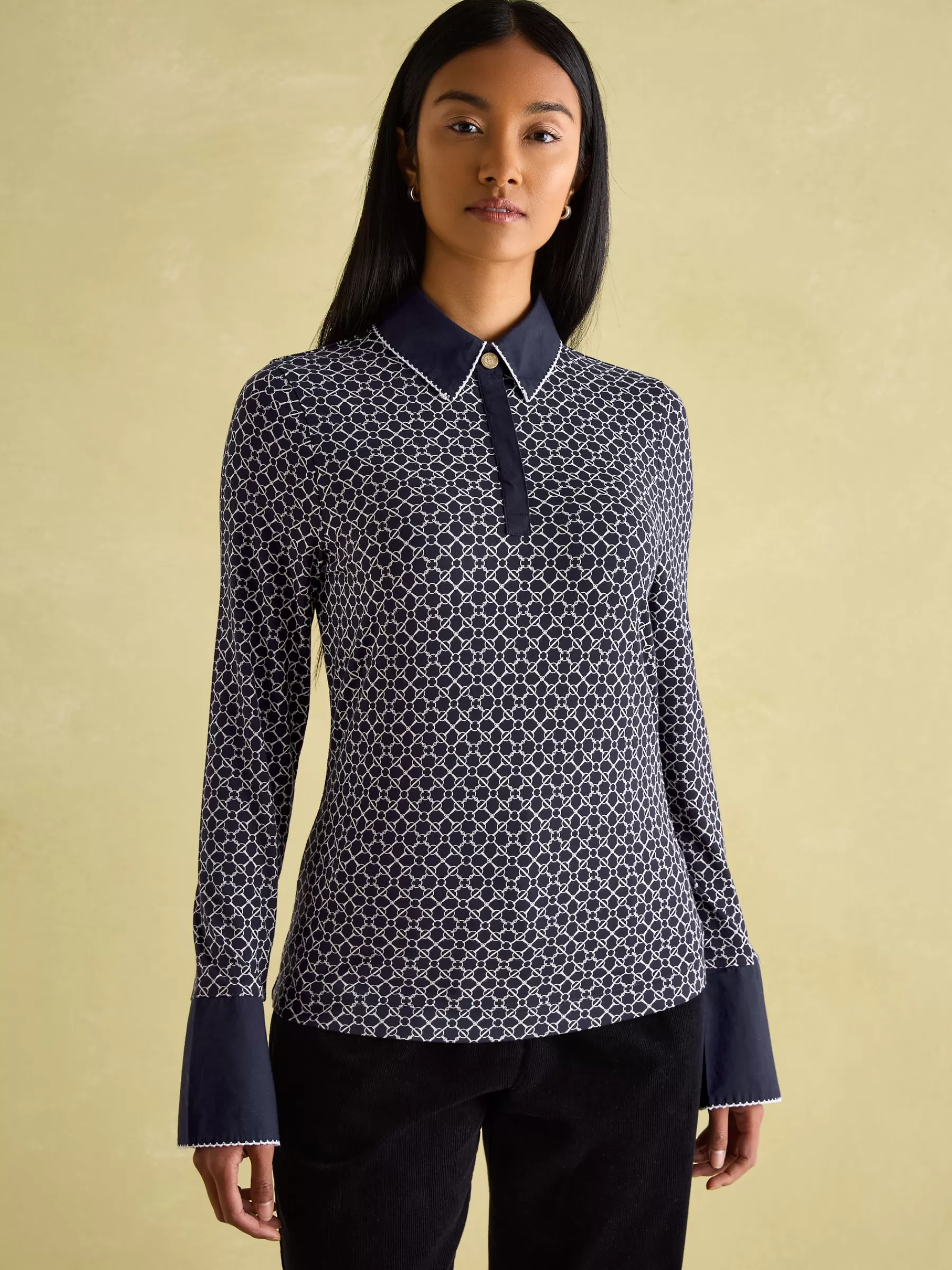 Joules Cordelia Navy geo Long Sleeve Top Navygeo Shop