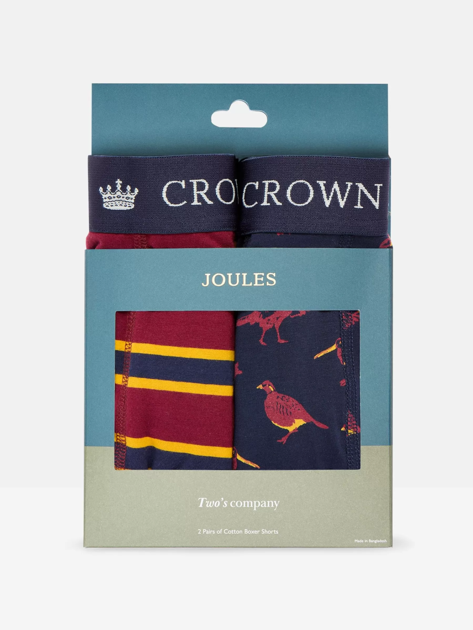 Joules Crown Pack of Two Cotton Boxers Navy/Red Flash Sale