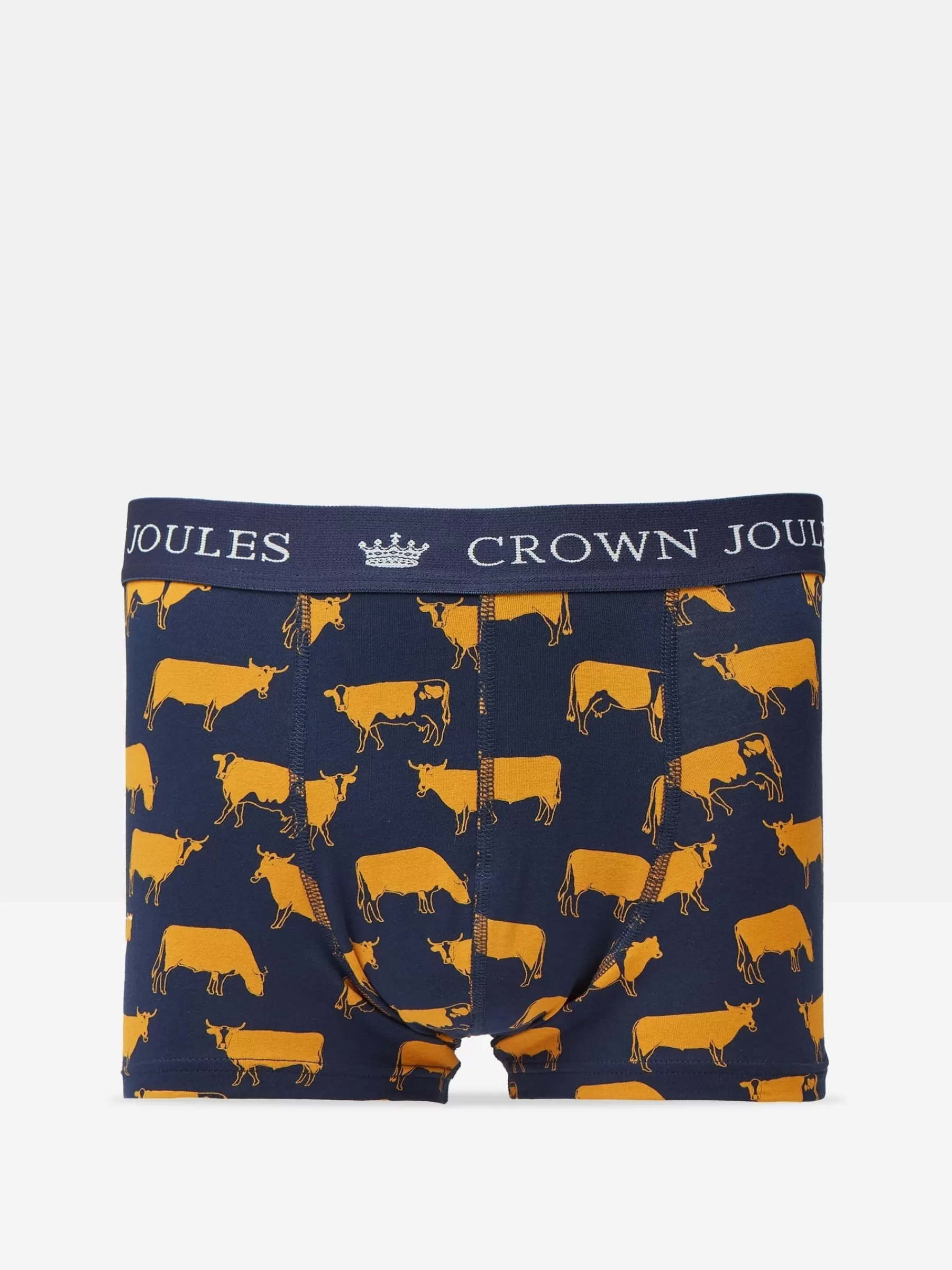 Joules Crown Pack of Two Cotton Boxers Navy/Yellow Clearance