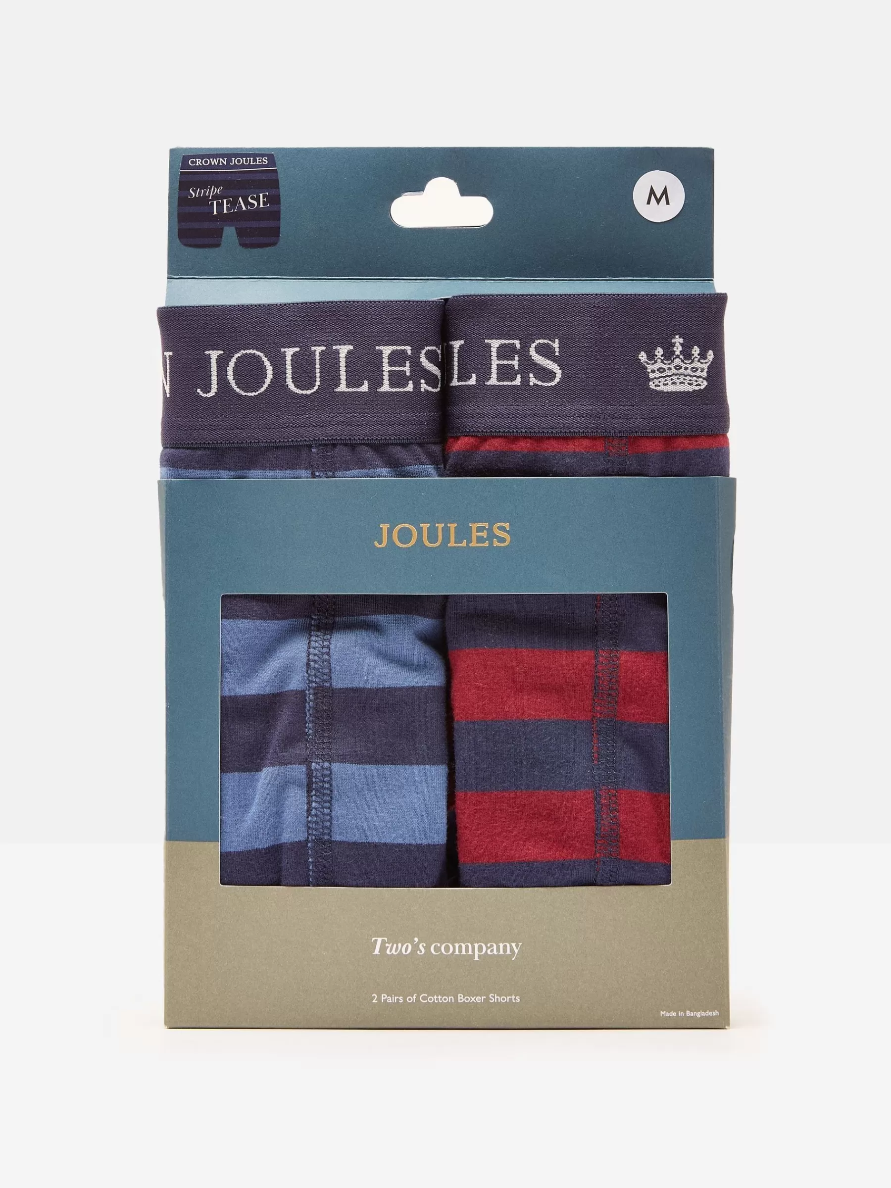 Joules Crown Pack of Two Cotton Boxers Red/Blue New