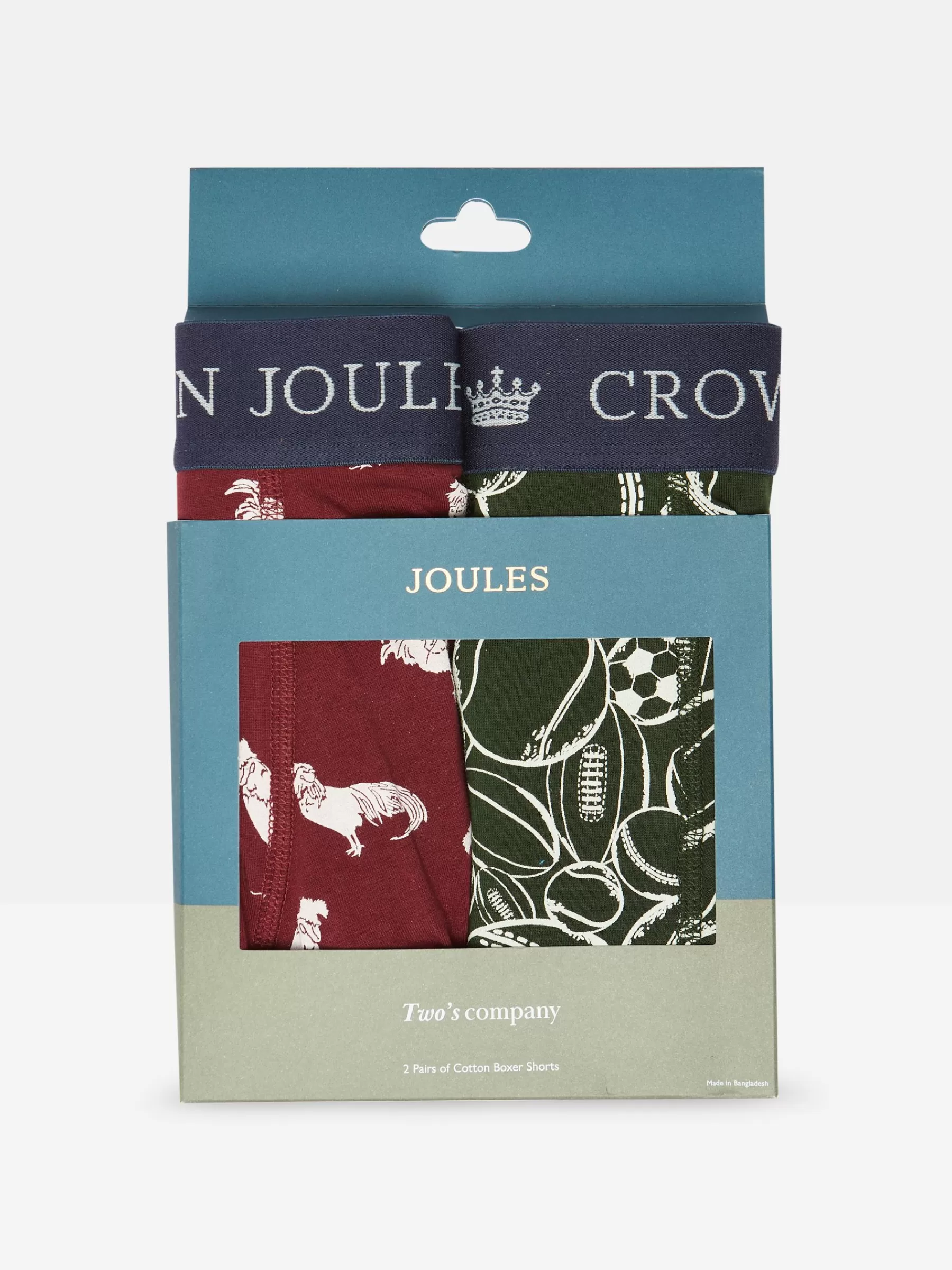 Joules Crown Pack of Two Cotton Boxers Red/Green Cheap