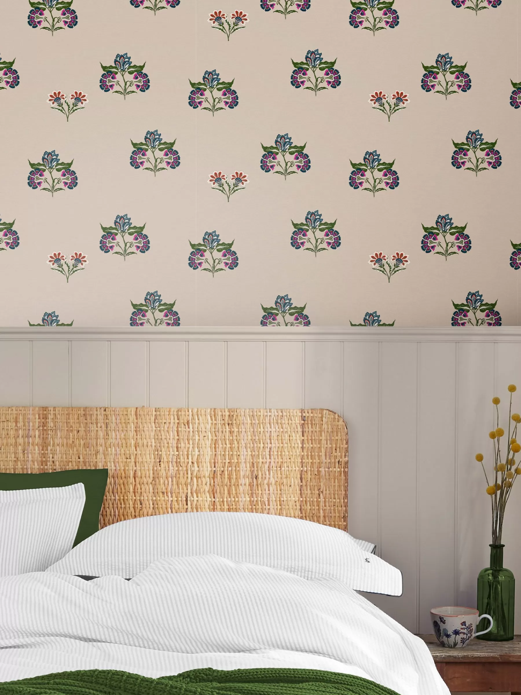 Joules Dawn Grey Indienne Block Print 10M Wallpaper DawnGrey Cheap