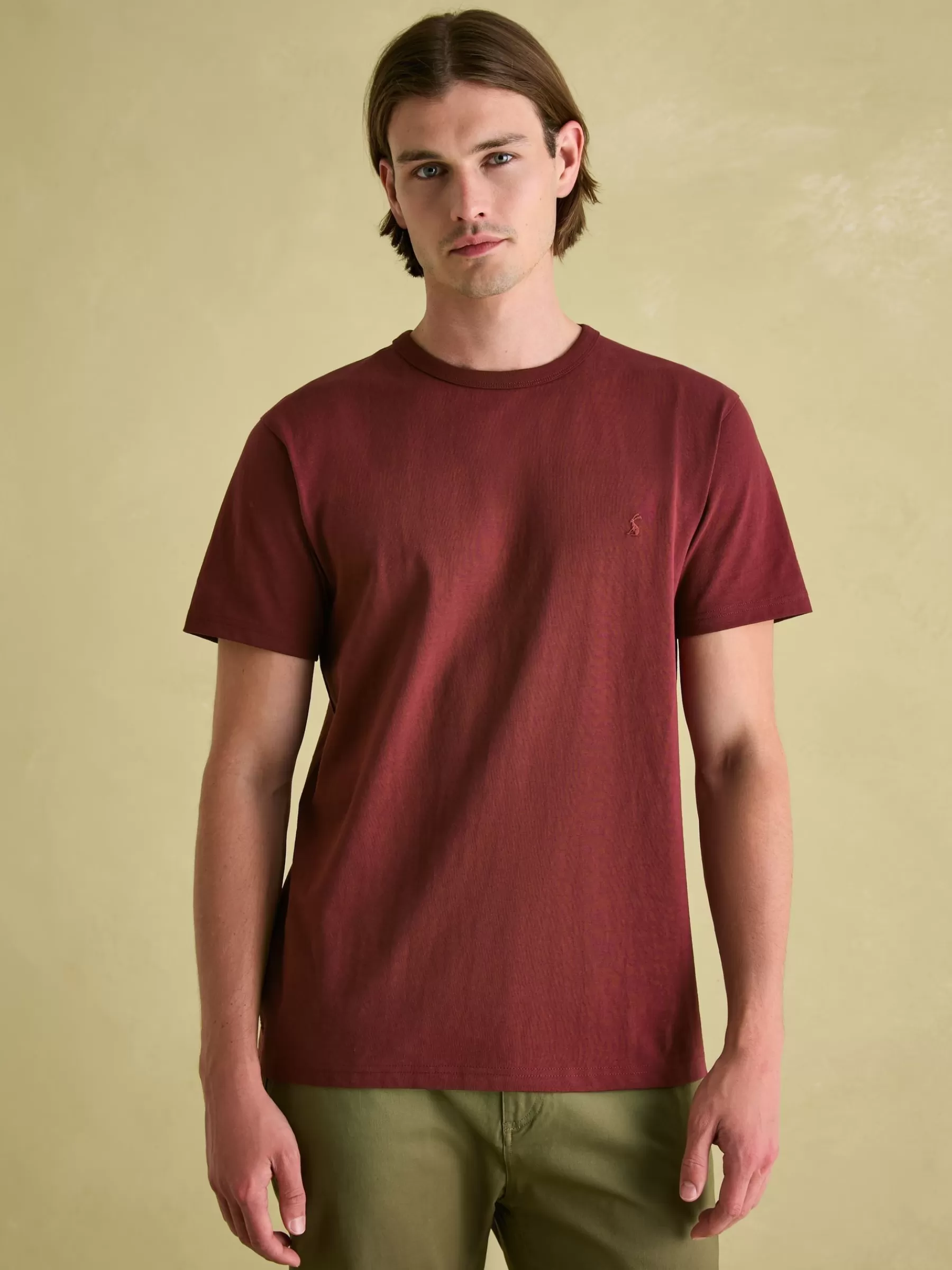 Joules Denton Heavyweight Jersey 100% Cotton Crew Neck T-Shirt Burgundy Best