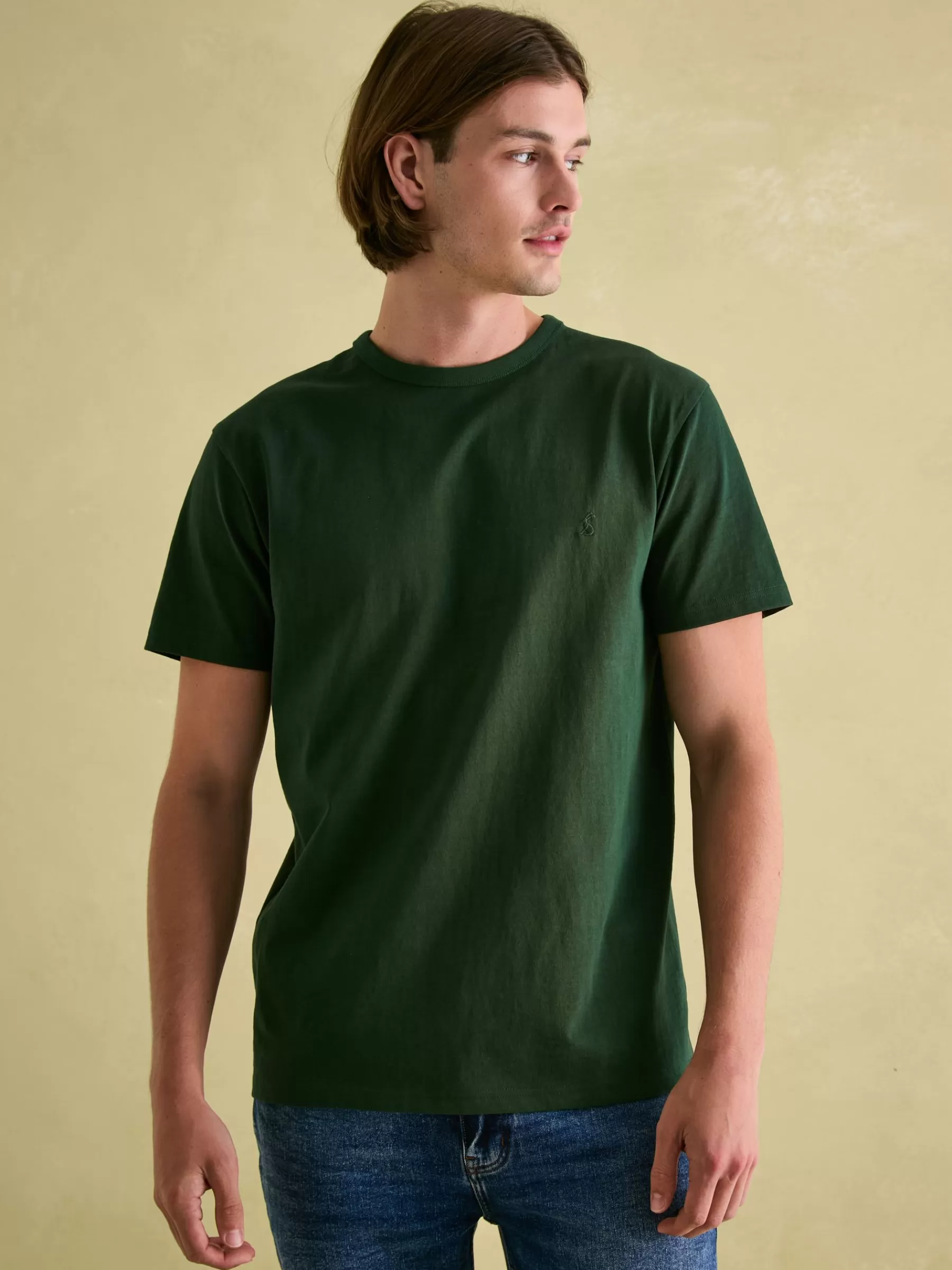 Joules Denton Dark Green Heavyweight Jersey 100% Cotton Crew Neck T-Shirt DarkGreen Shop