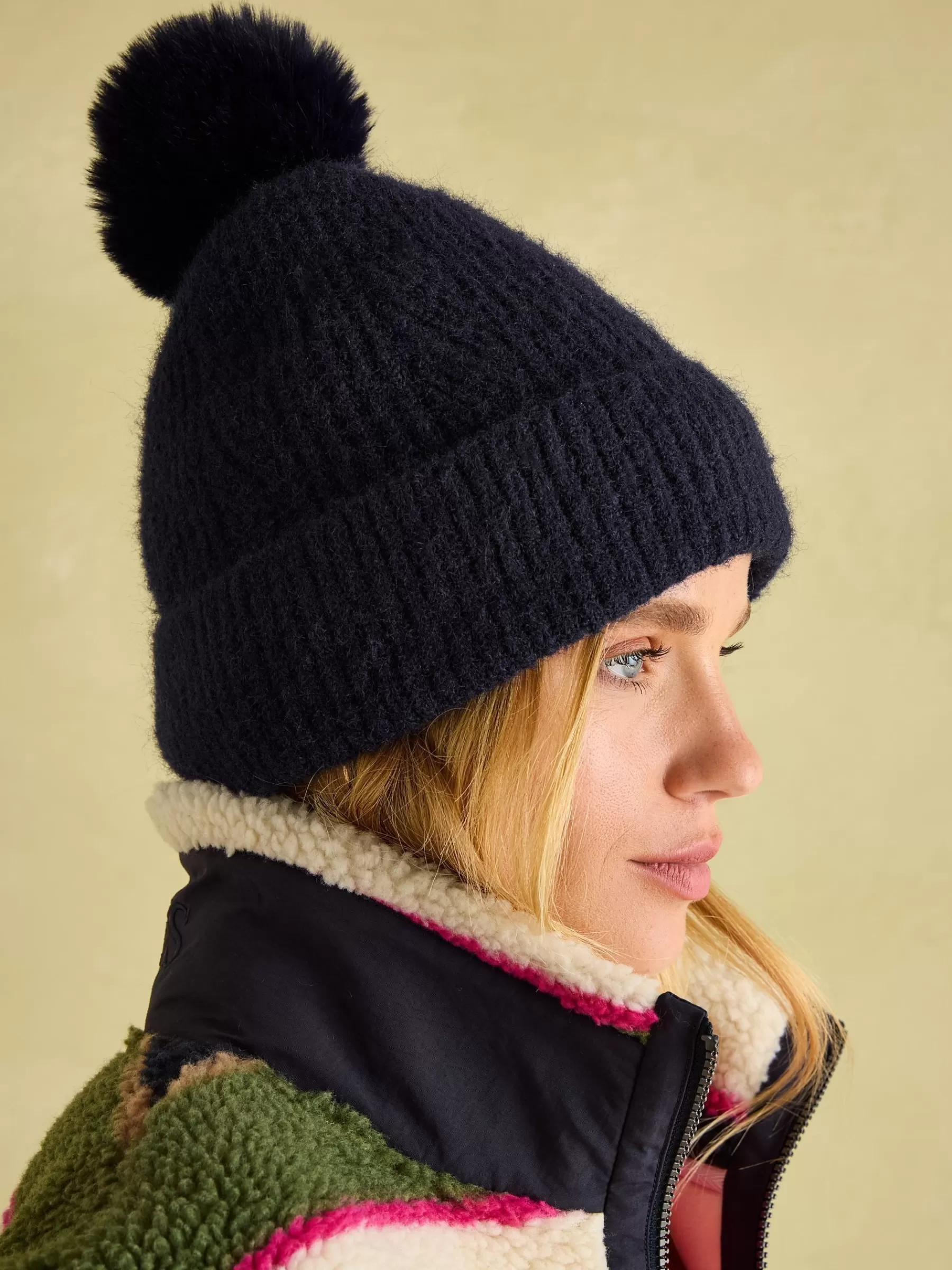 Joules Effie Knitted Bobble Hat Navy Online