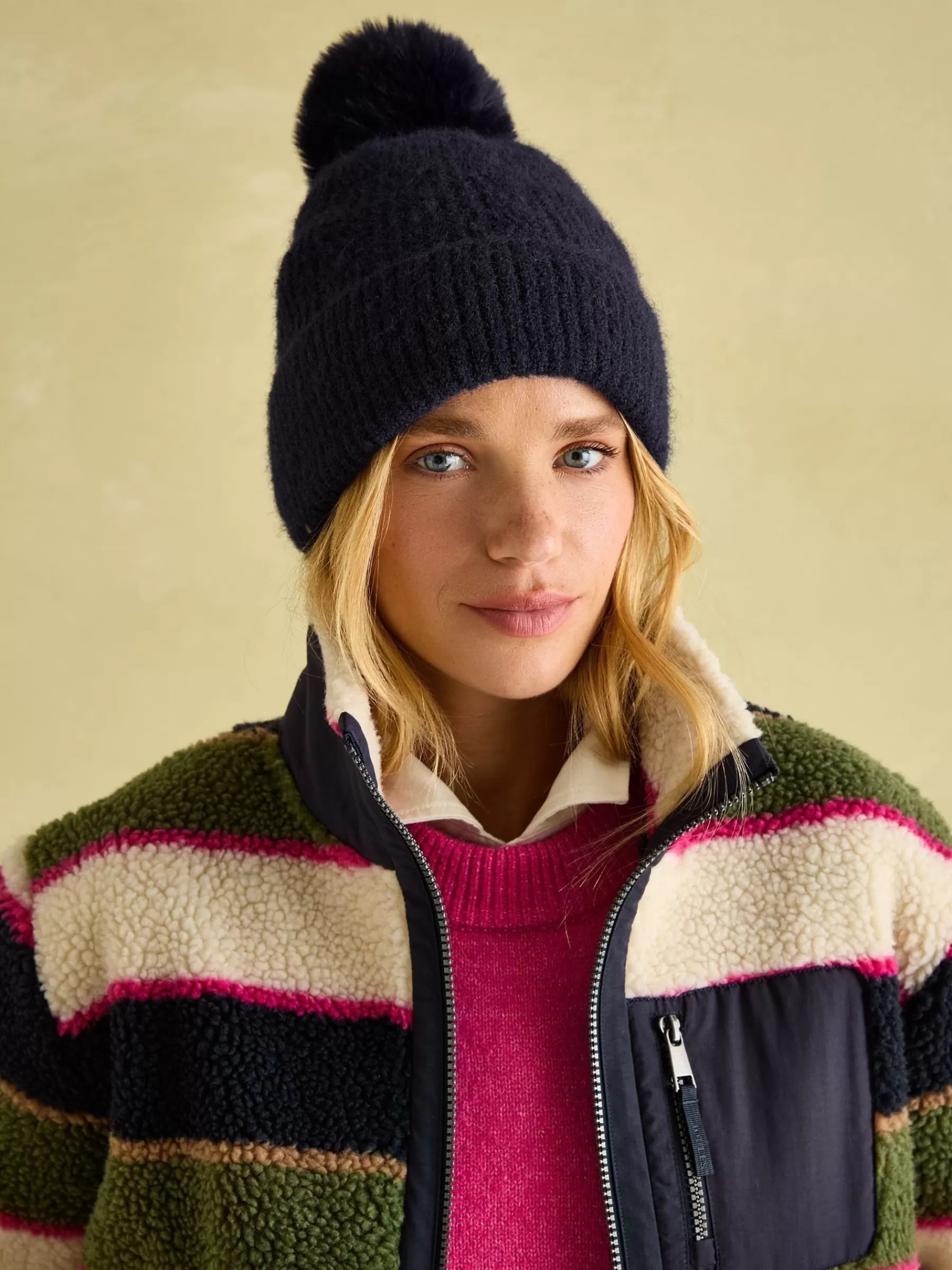 Joules Effie Knitted Bobble Hat Navy Online