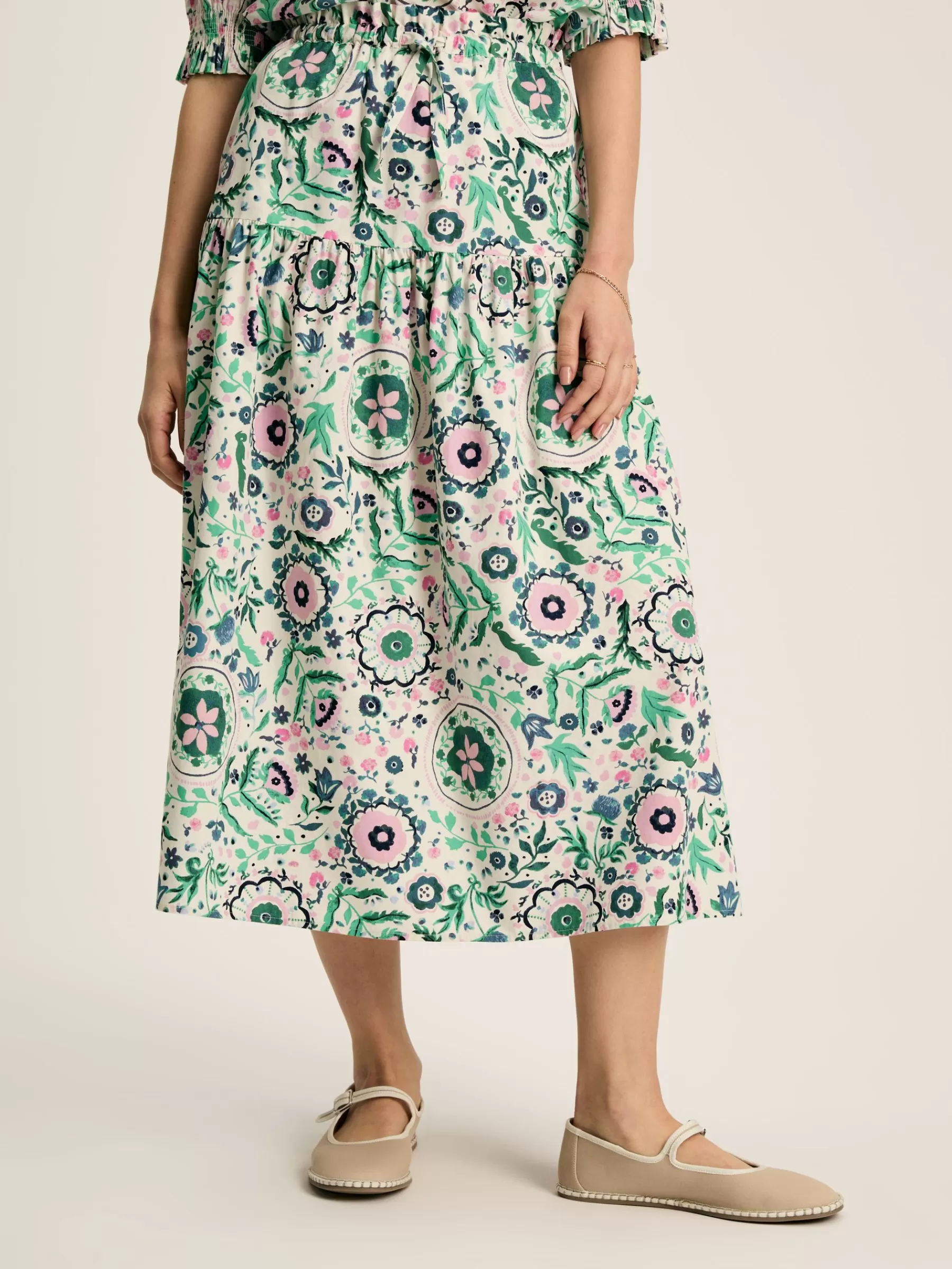 Joules Elle Pink & Green Co-Ord Midi Skirt Pink&Green Fashion