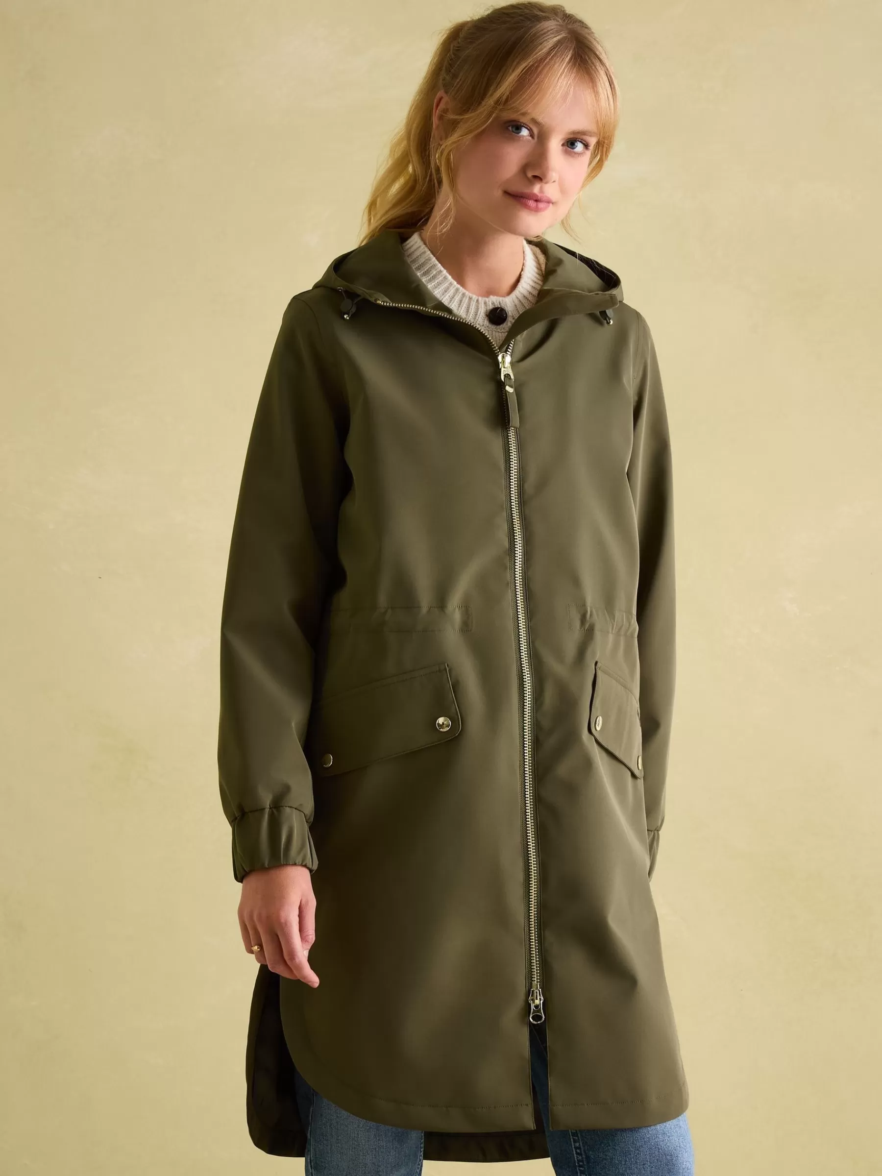 Joules Elmfield Waterproof Raincoat with Hood Green Clearance