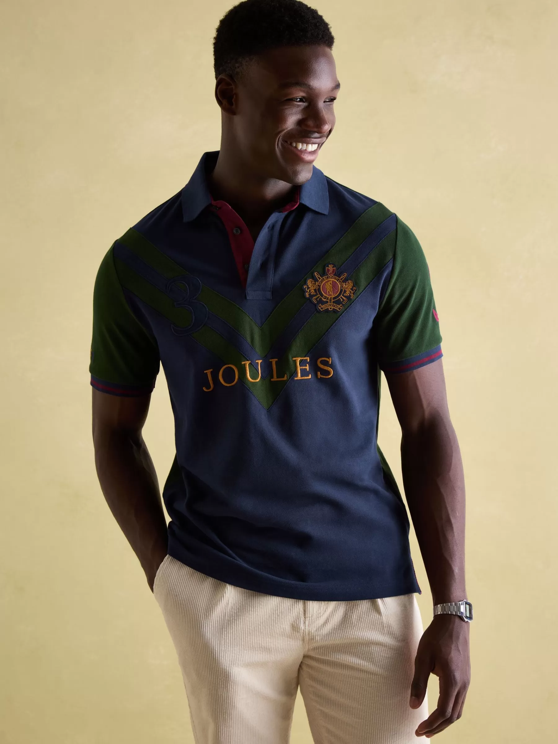 Joules Embellished Classic Fit Polo Shirt Green/Navy Store