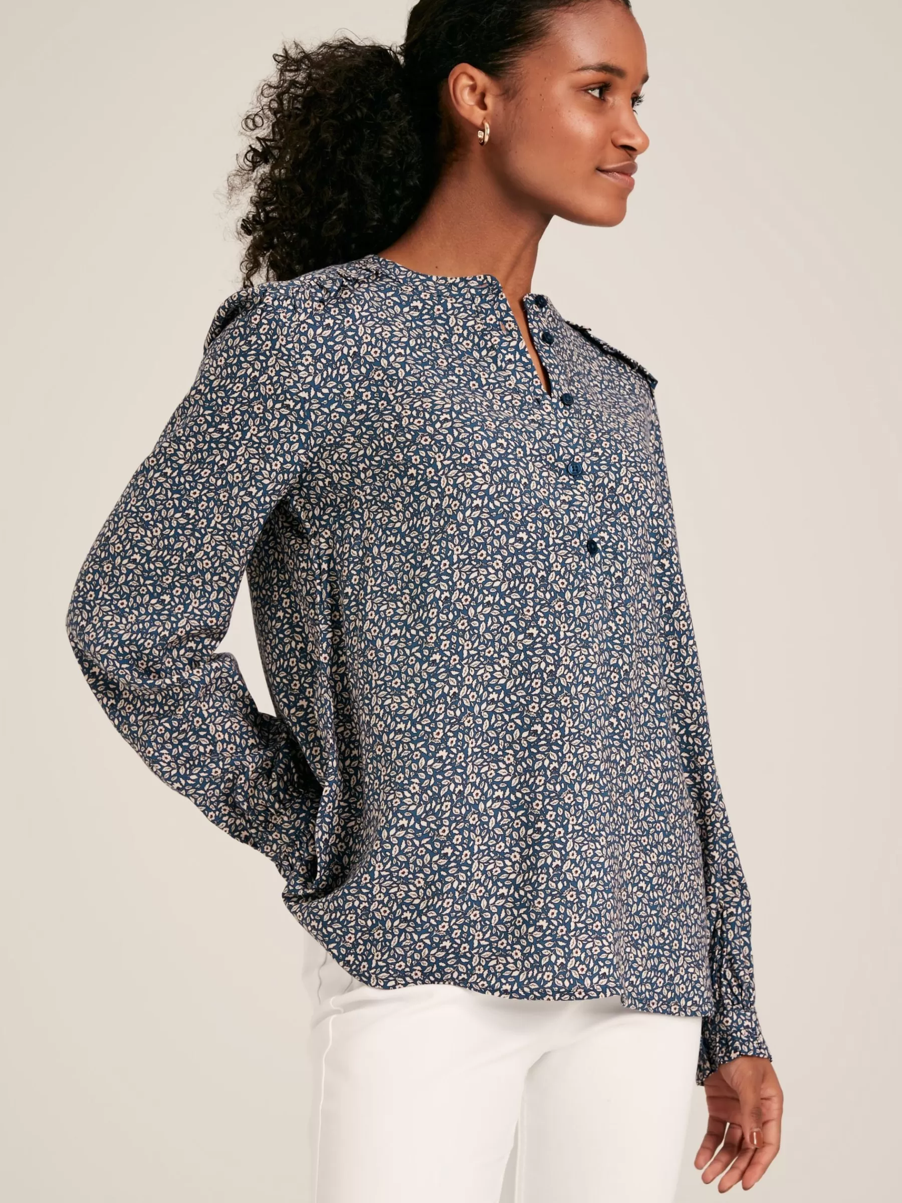 Joules Emsley Blue Floral Long Sleeve Blouse BlueFloral Shop