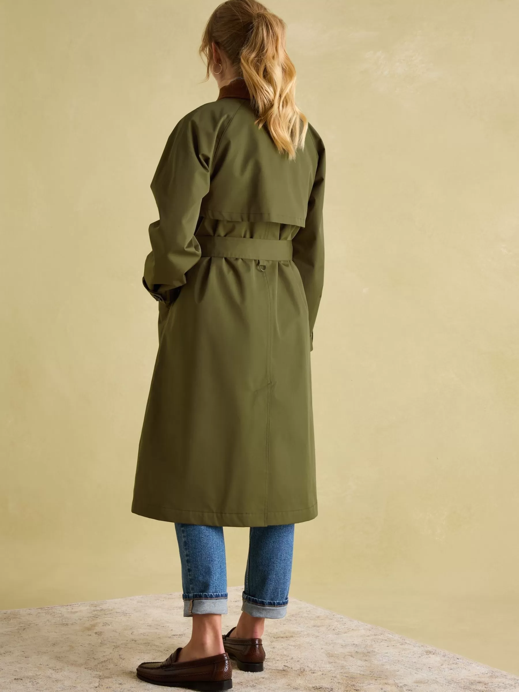 Joules Epwell Waterproof Belted Trench Coat Green New