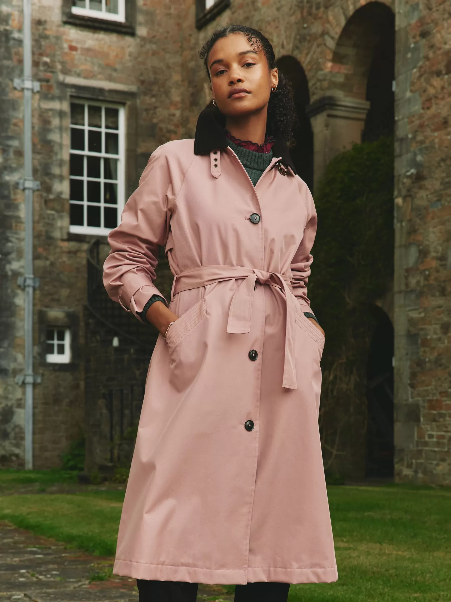 Joules Epwell Waterproof Belted Trench Coat Pink Cheap