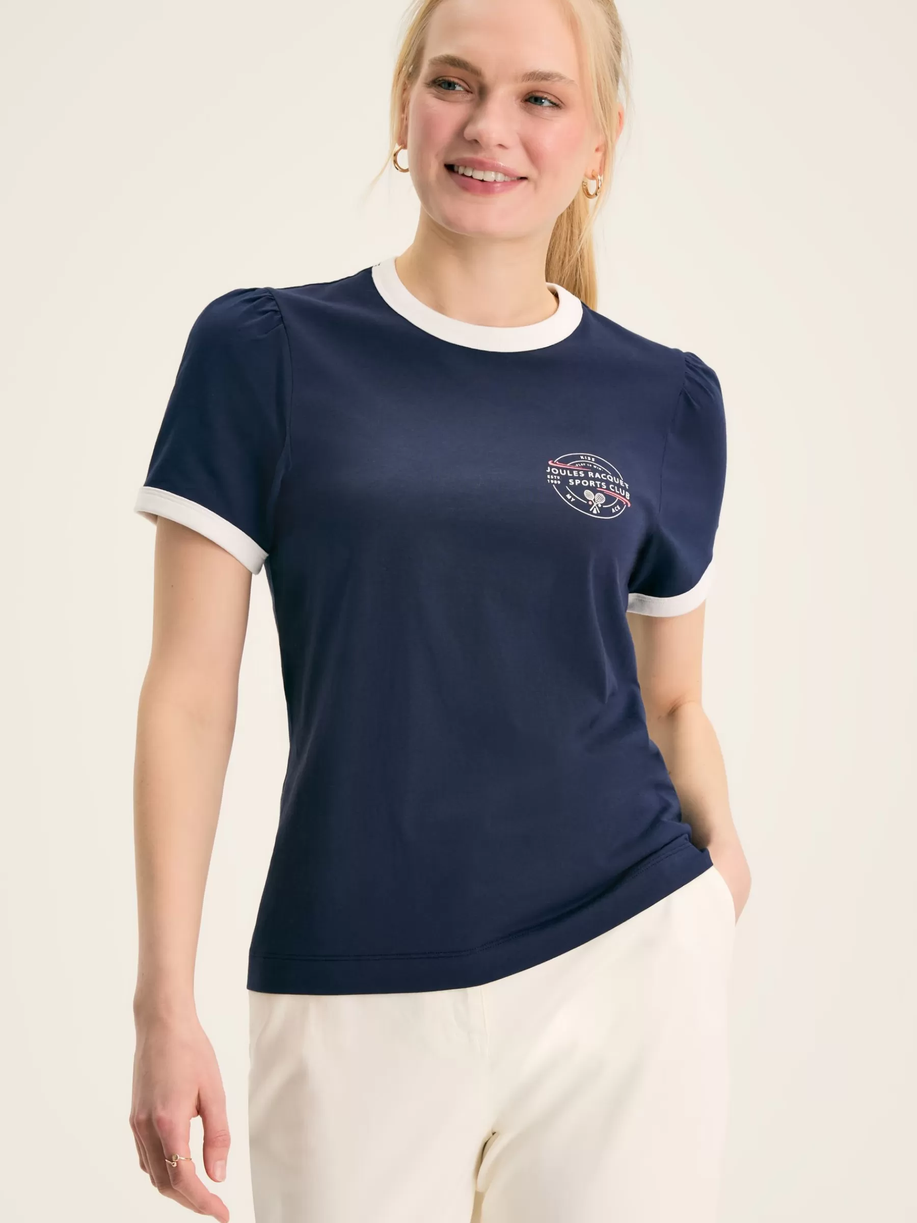 Joules Erin Navy blue Short Sleeve T-Shirt Navyblue Discount