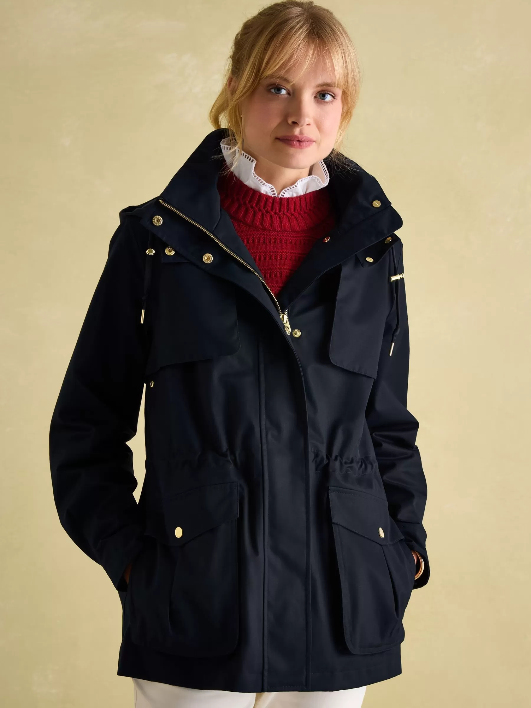 Joules Fairford Waterproof Raincoat with Hood Navy Flash Sale