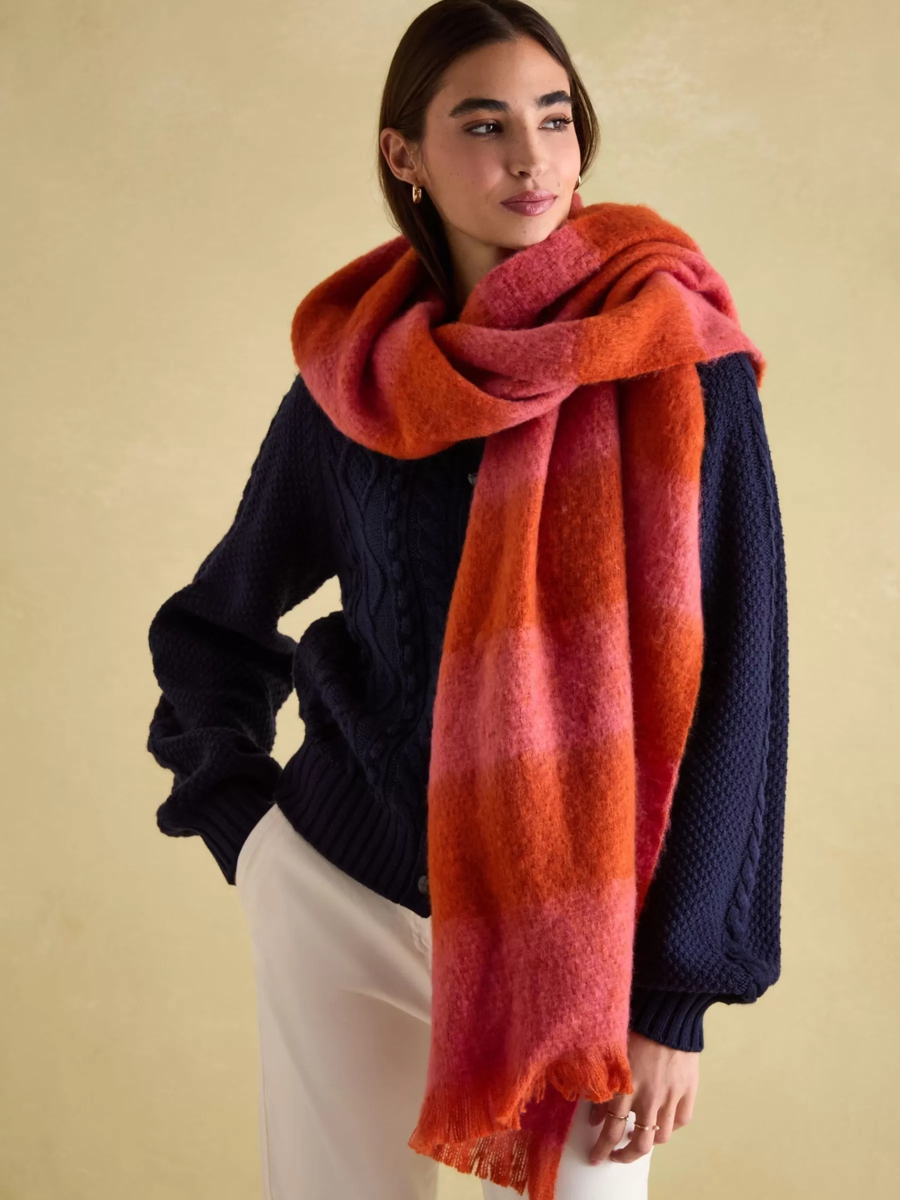 Joules Fenella Oversized Blanket Scarf Orange/Pink Best Sale