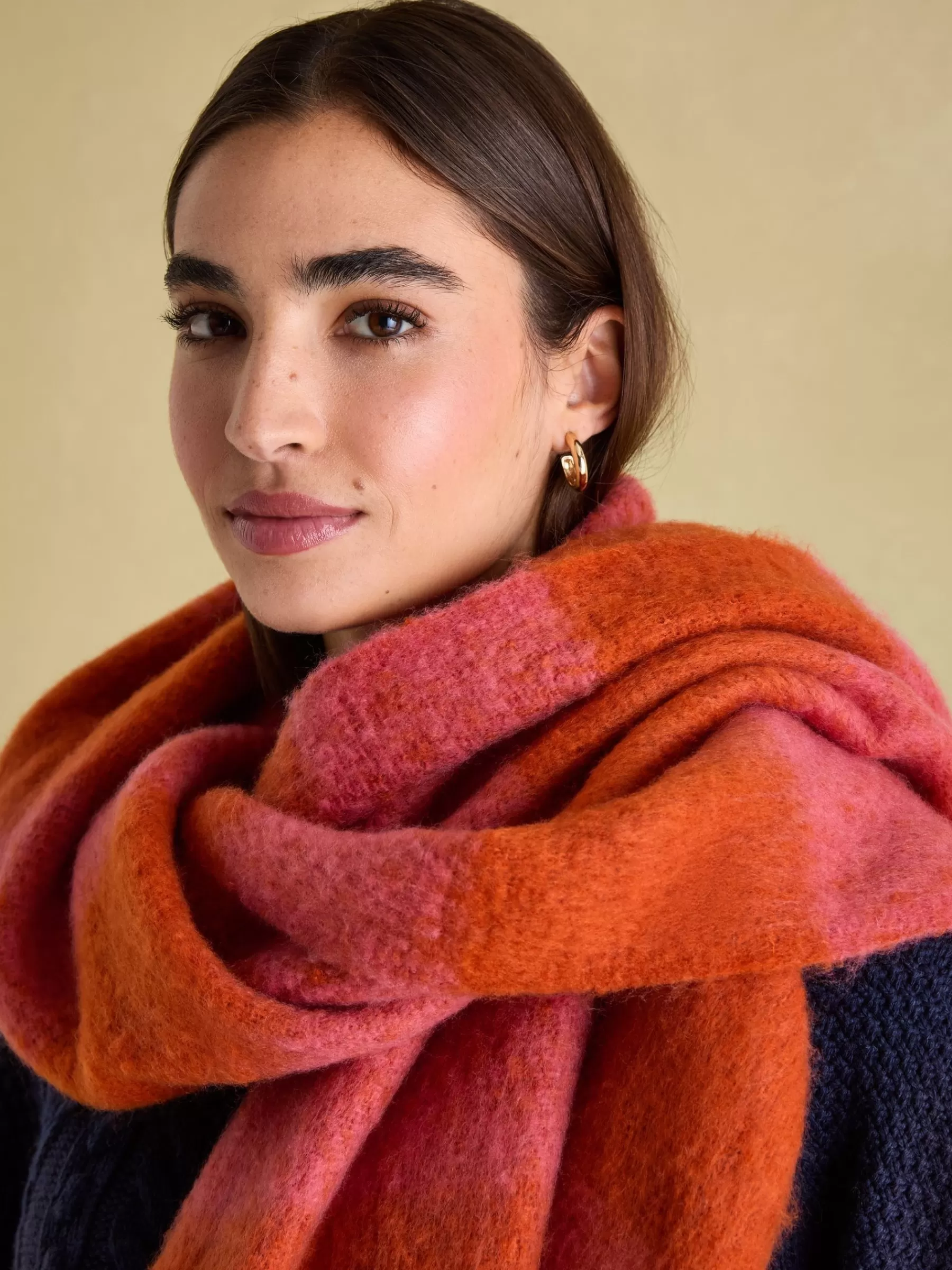 Joules Fenella Oversized Blanket Scarf Orange/Pink Best Sale