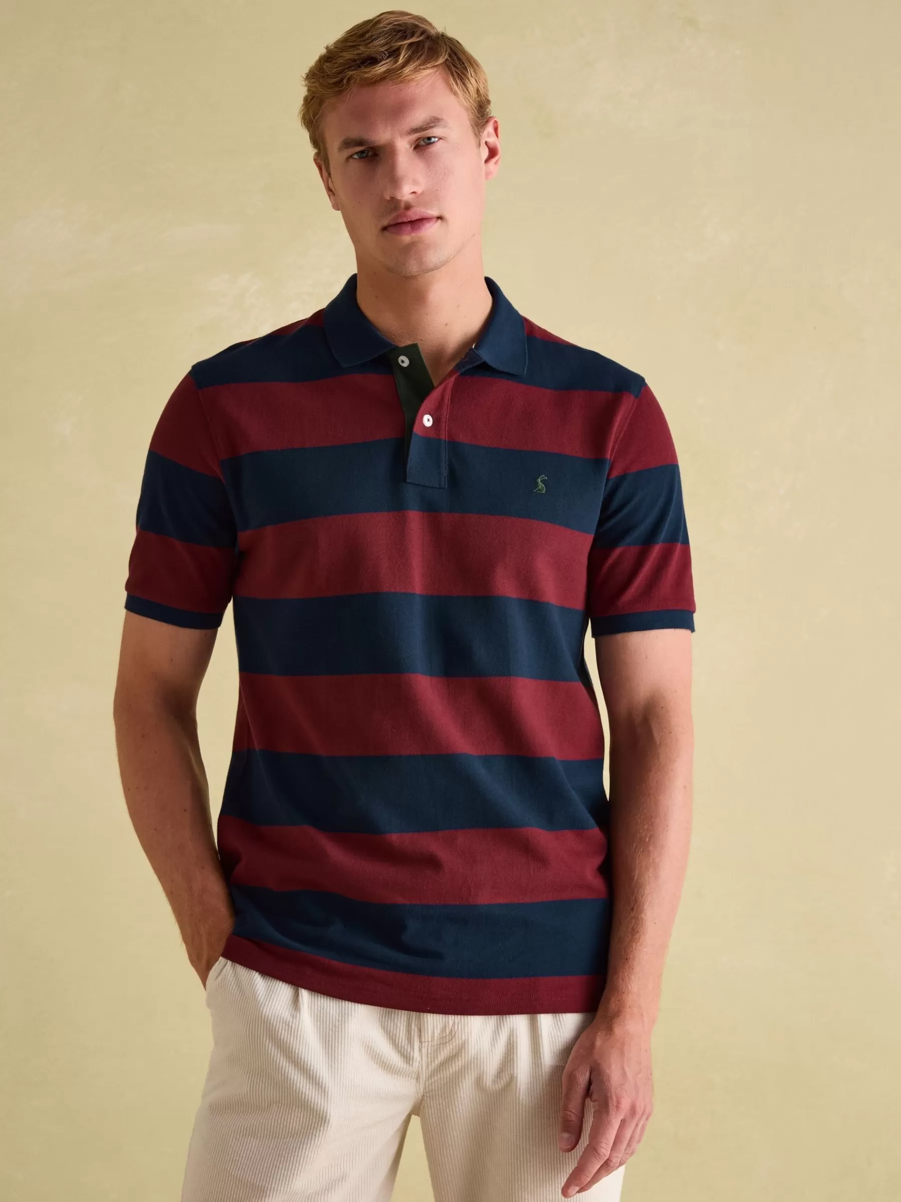 Joules Filbert Striped Polo Shirt Burgundy Outlet