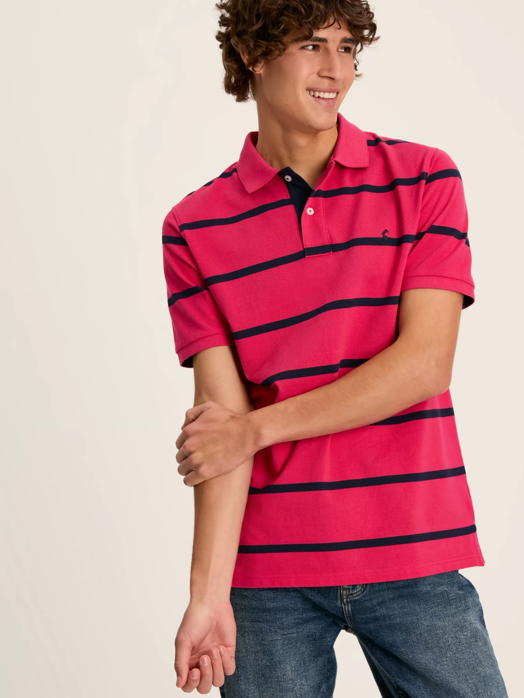 Joules Filbert Pink & Navy Striped Polo Shirt Pink&Navy Online