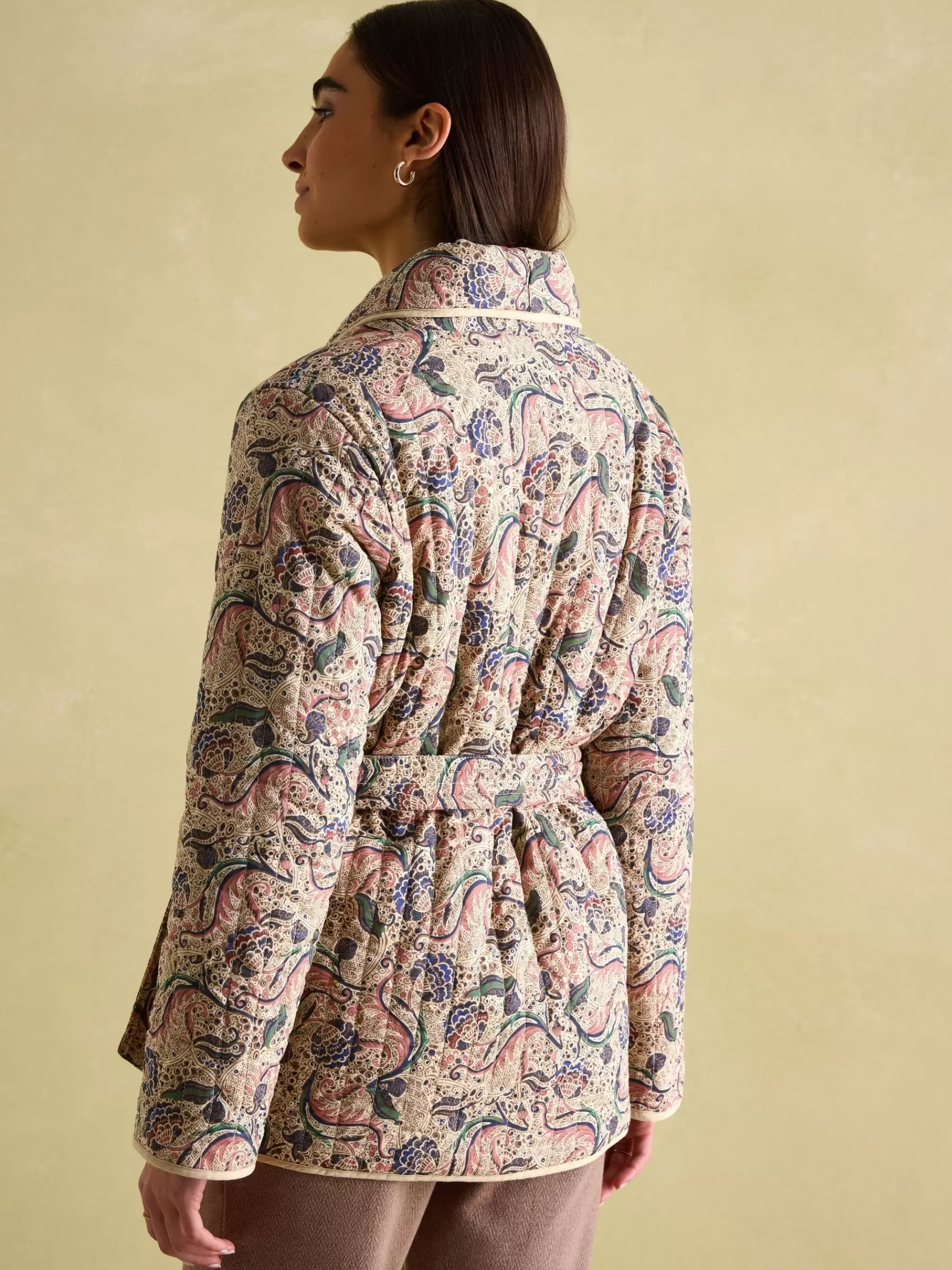 Joules Floral Paisley Cotton Quilted Jacket With Belt FloralPaisley Shop