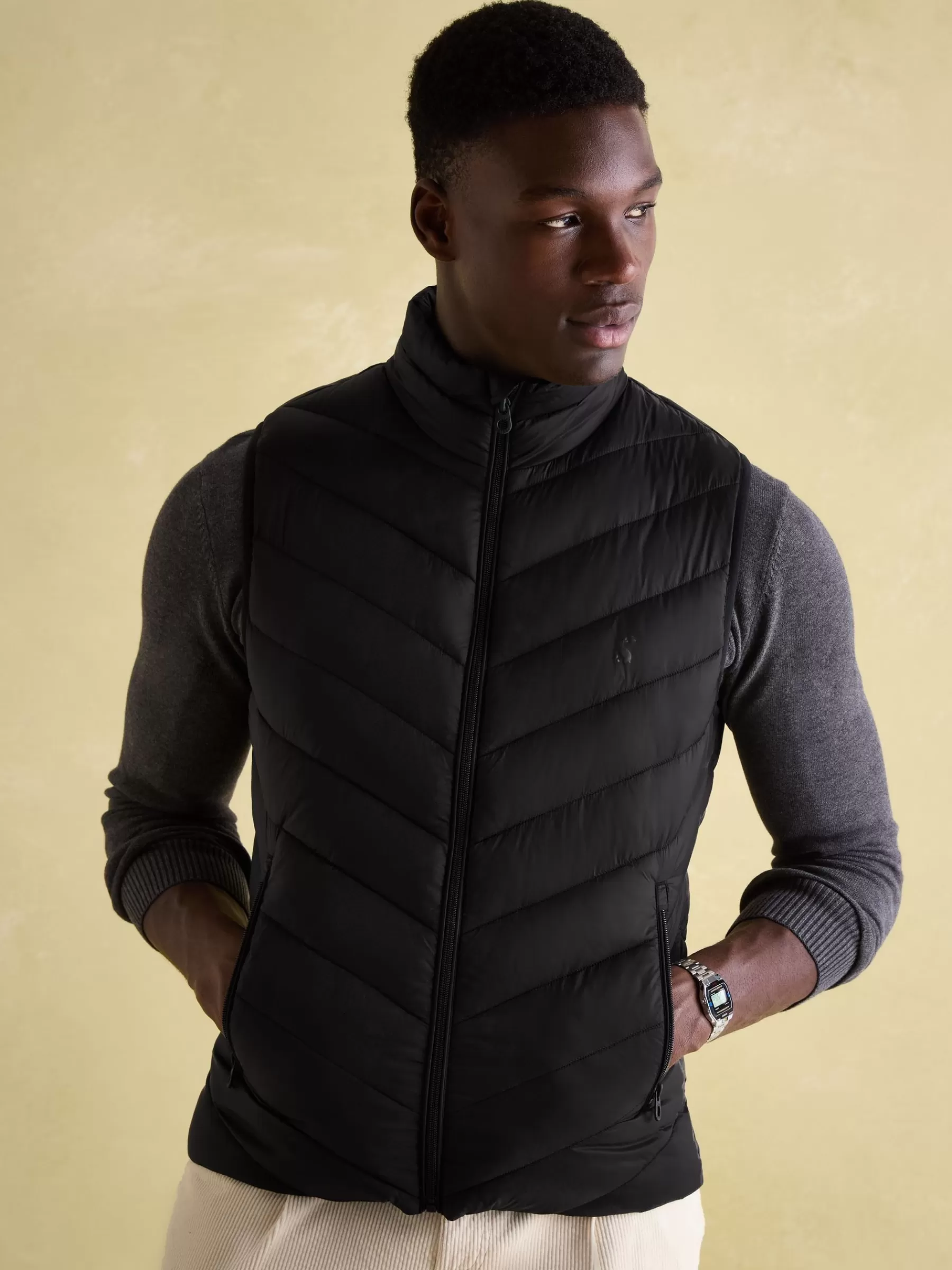 Joules Garrett Showerproof Padded Gilet Black Shop