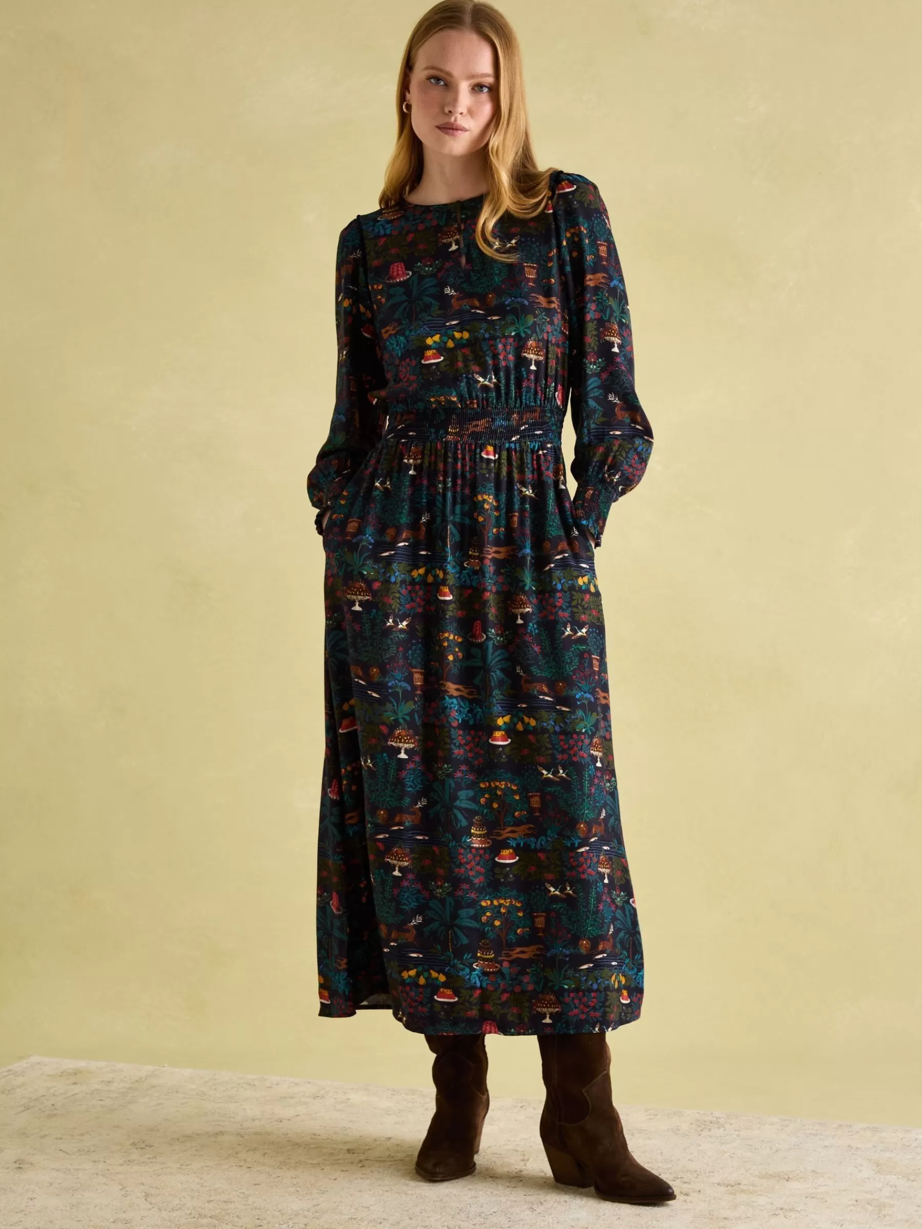 Joules Georgina Elasticated Waist Maxi Dress Navy Store