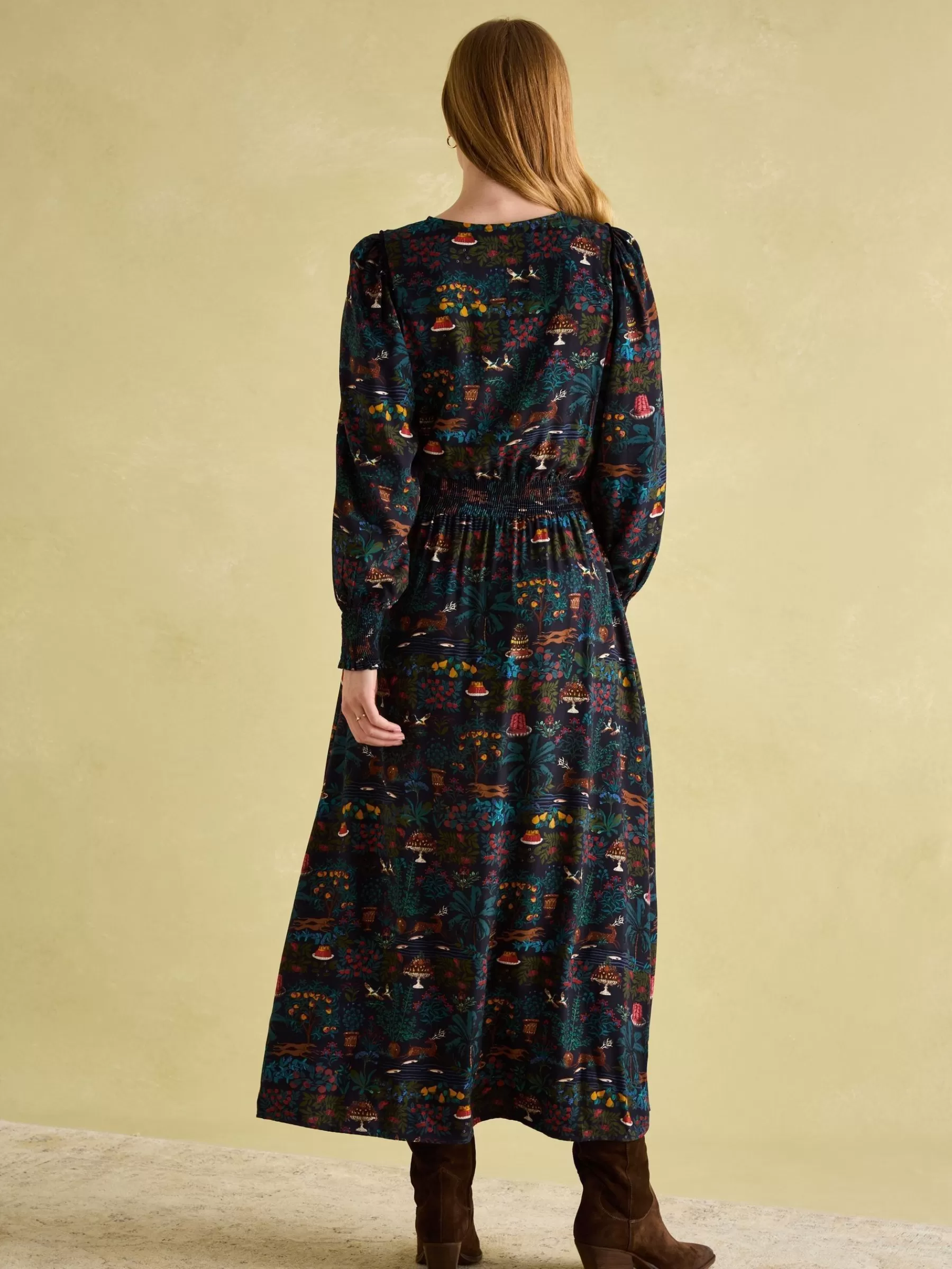 Joules Georgina Elasticated Waist Maxi Dress Navy Store