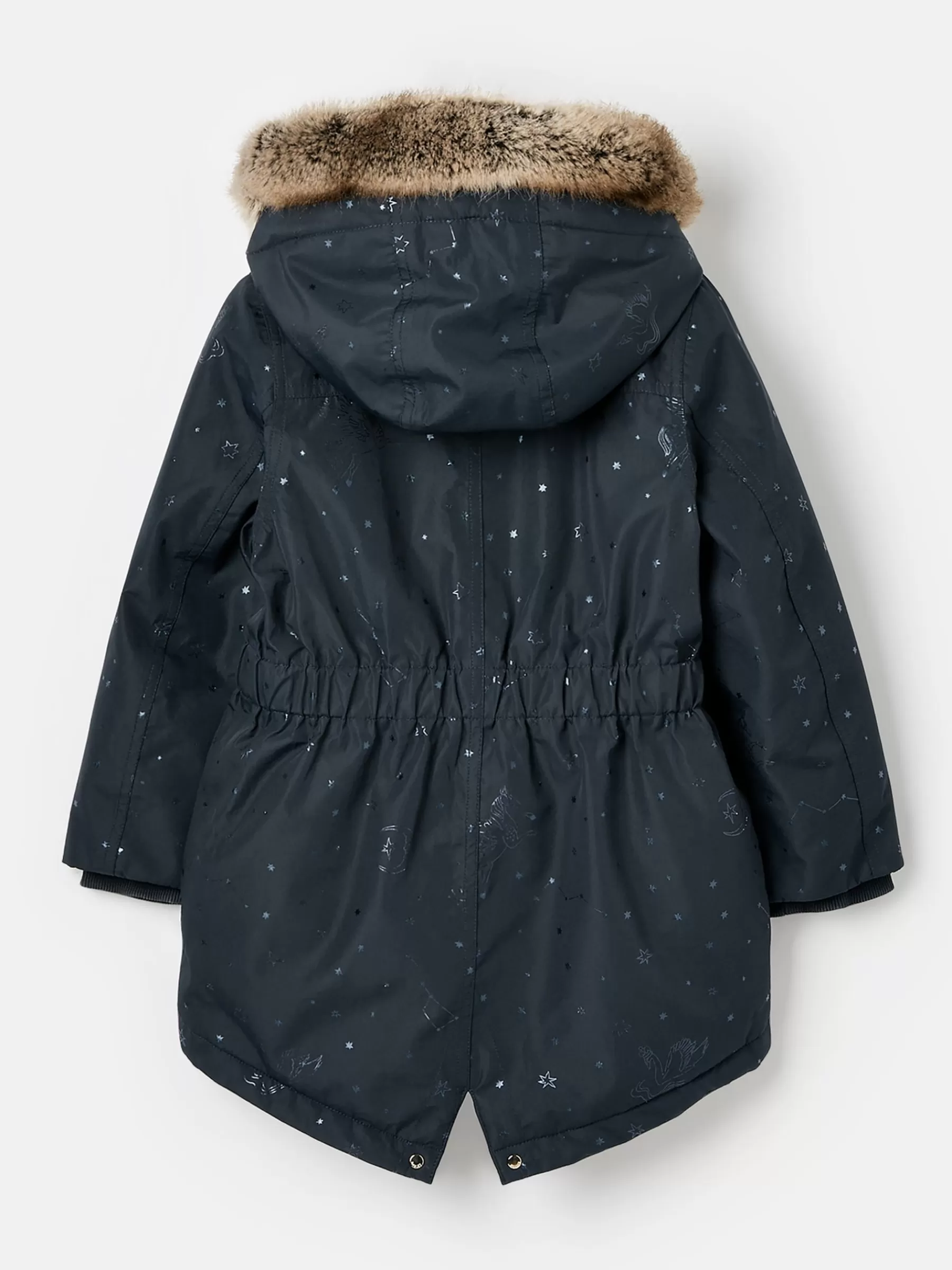 Joules Girls' Alix Navy Blue Printed Waterproof Parka Coat NavyBlue Shop