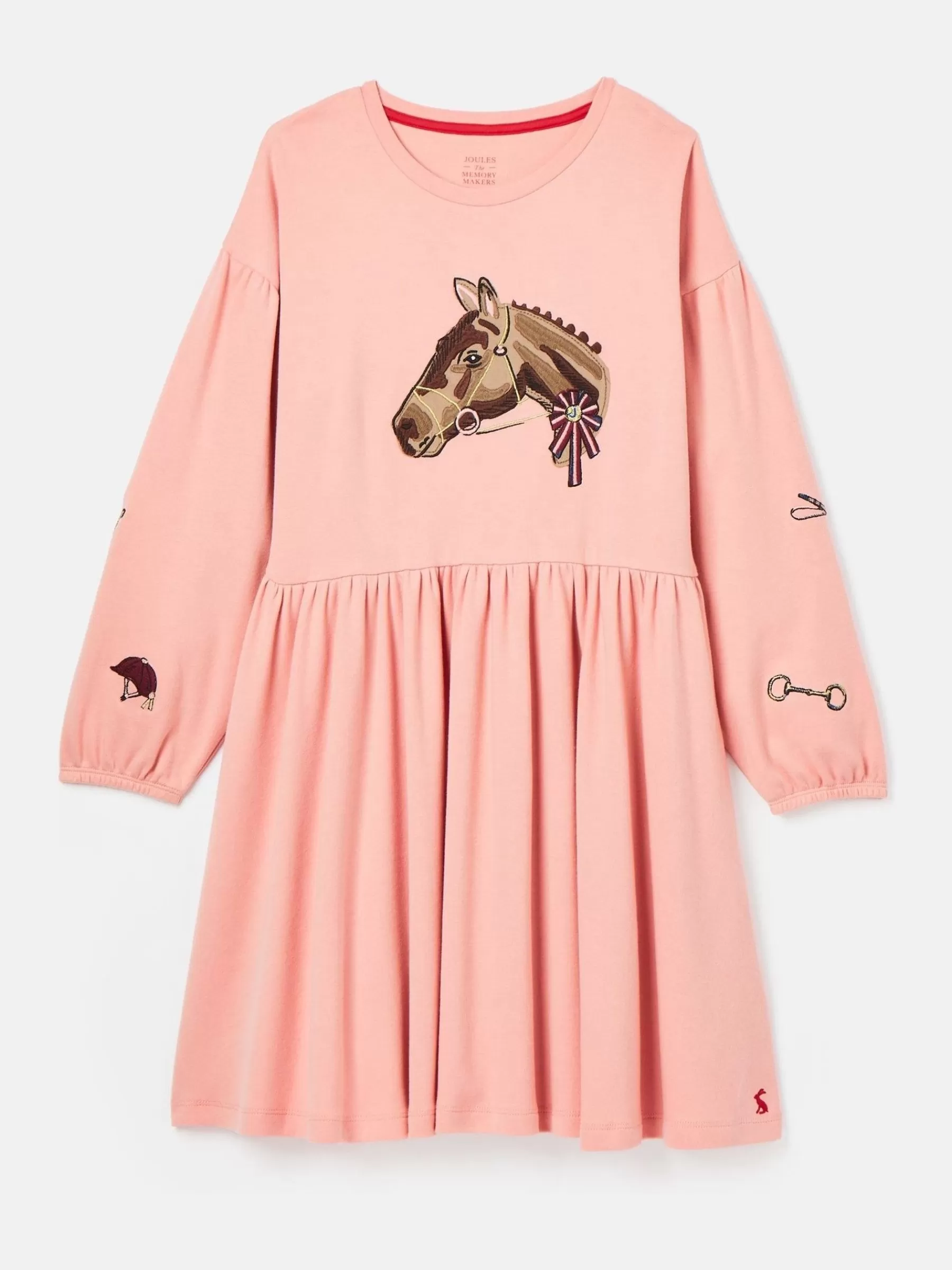 Joules Girls' Aubrey Pink Horse Jersey Dress PinkHorse Fashion