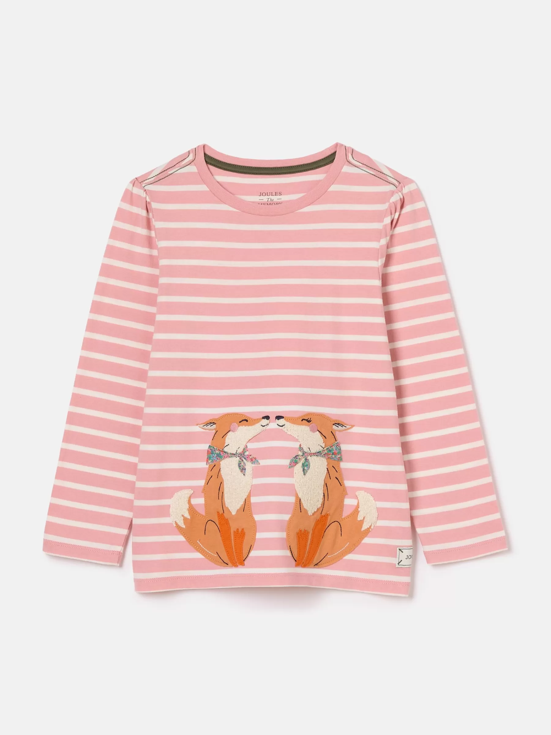 Joules Girls' Ava Pink Stripe Artwork T-Shirt PinkStripe Discount