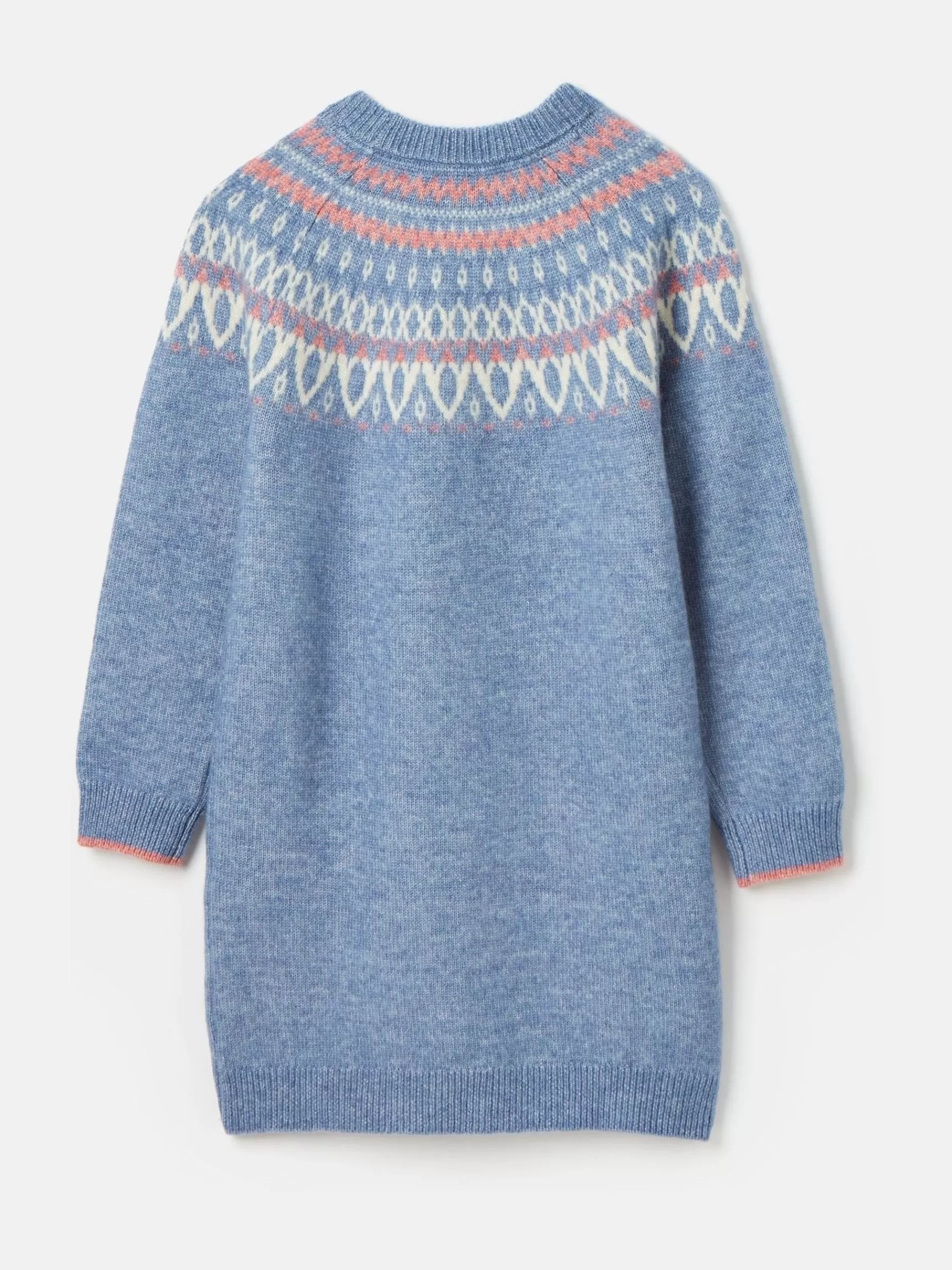 Joules Girls' Charlotte Blue & Pink Fair Isle Jumper Dress Blue&Pink Sale