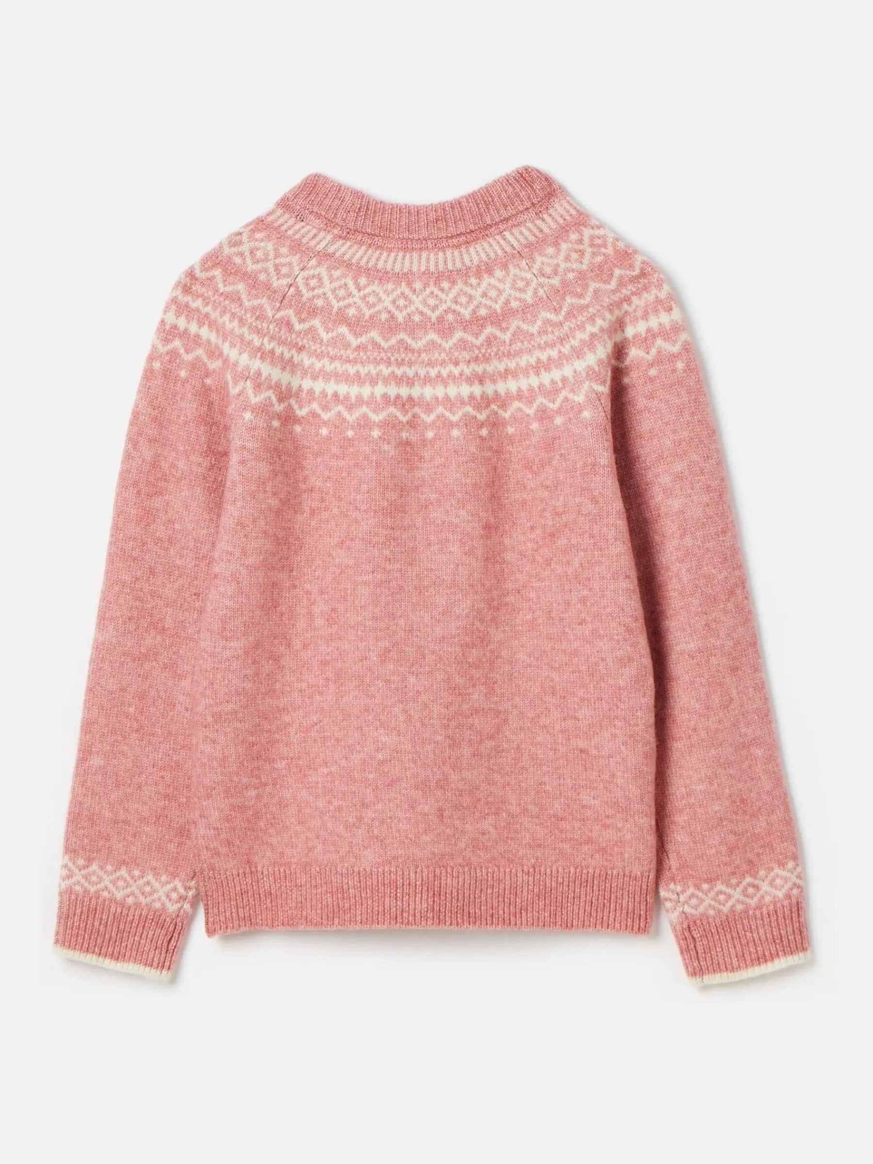 Joules Girls' Charlotte Pink & Cream Fair Isle Jumper Pink&Cream Flash Sale