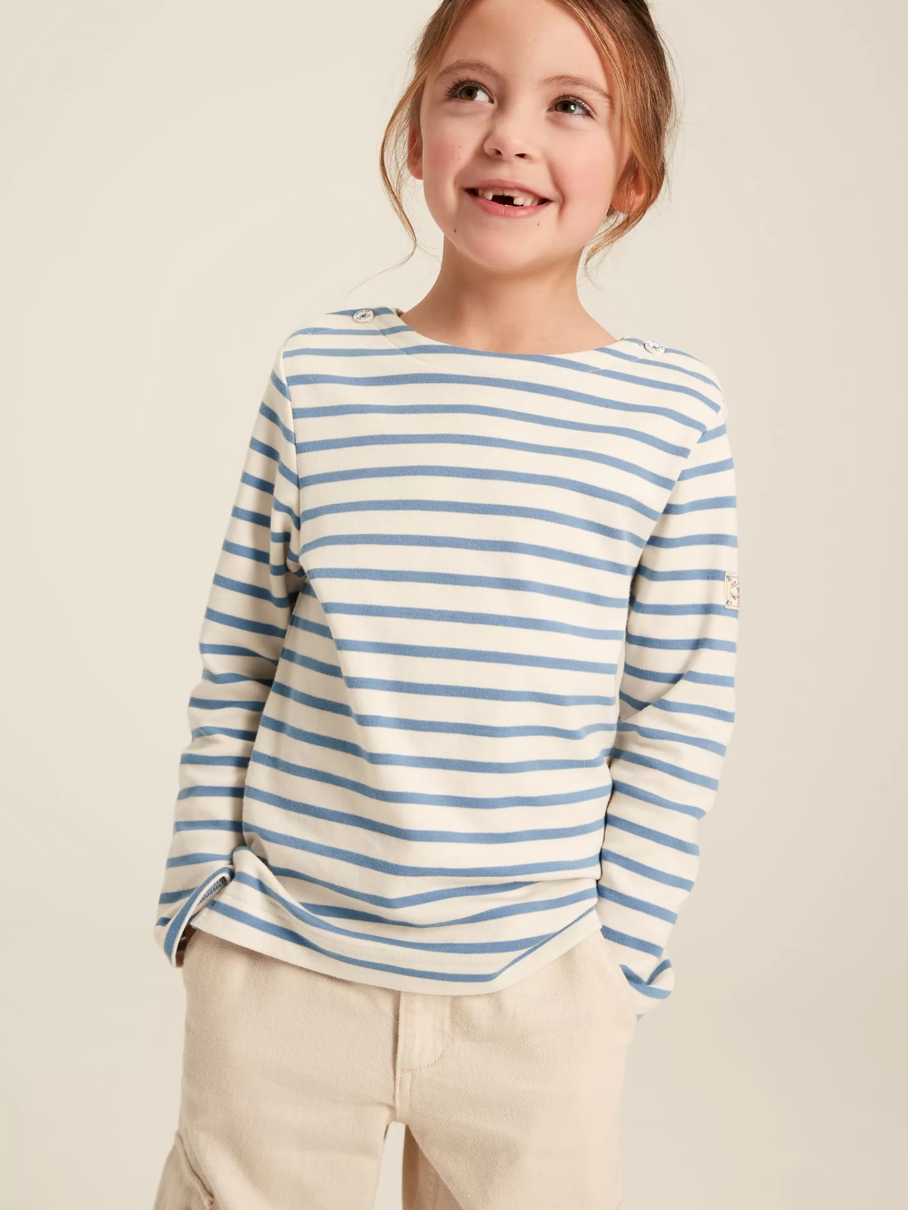 Joules Girls' Harbour Long Sleeve Top Blue Flash Sale