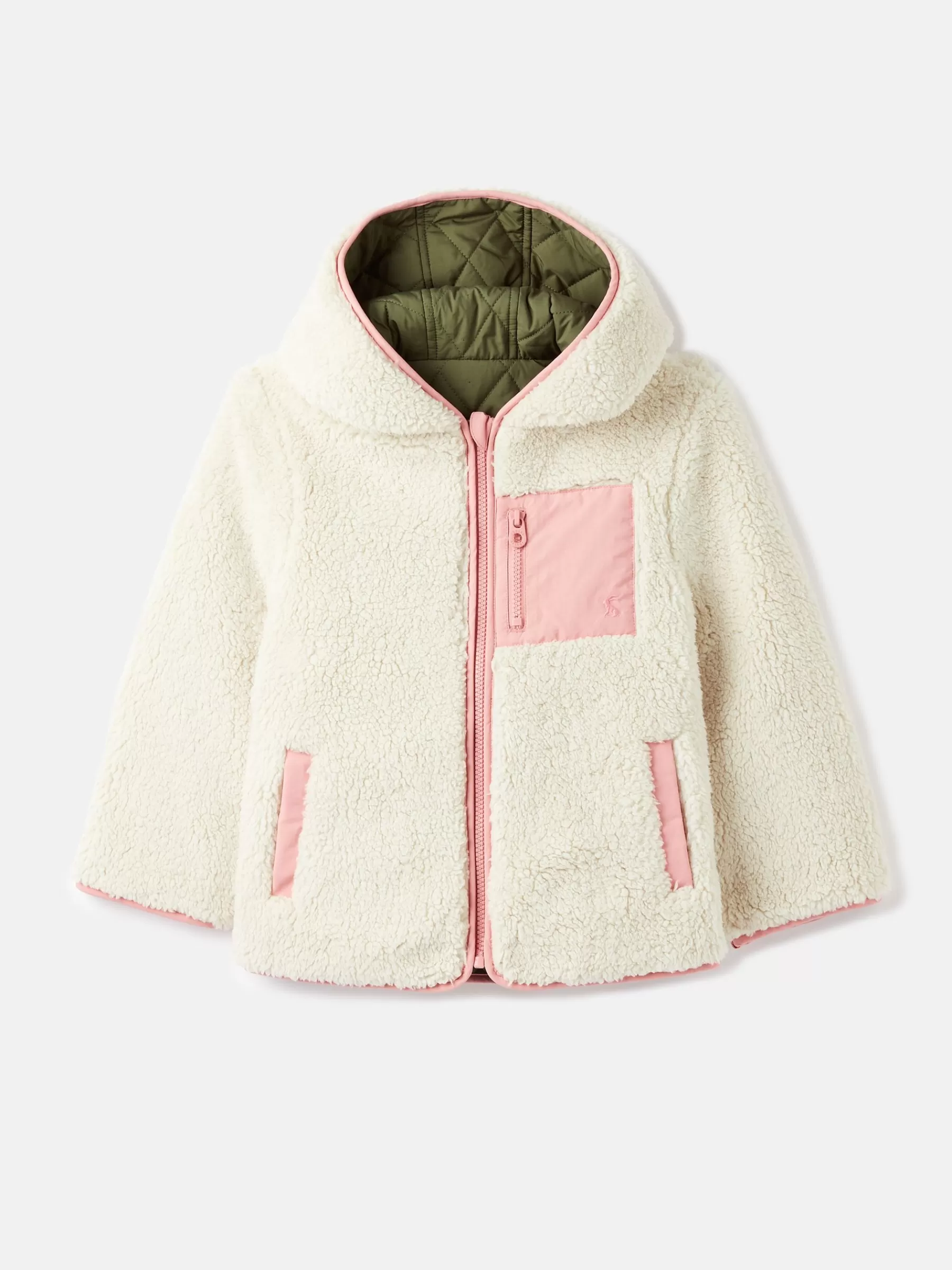 Joules Girls' Kali Fleece Lined Reversible Quilted Jacket Cream Online