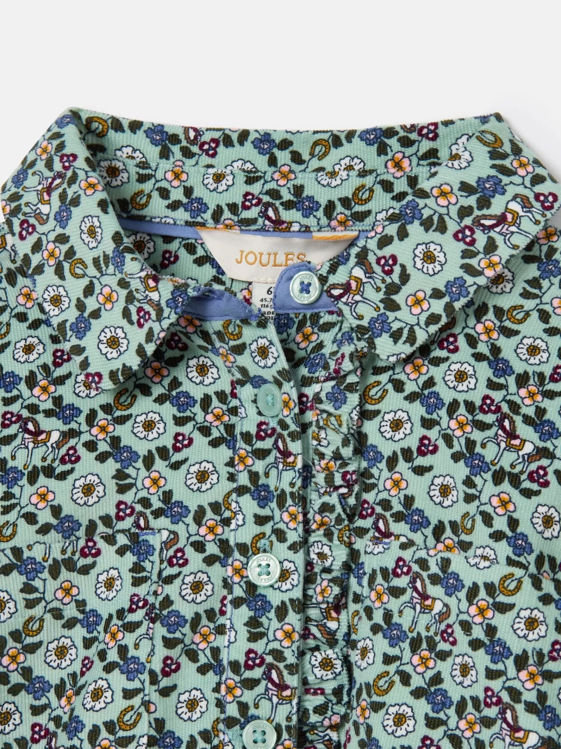 Joules Girls' Liliana Blue Ditsy Pop Over Blouse BlueDitsy Store