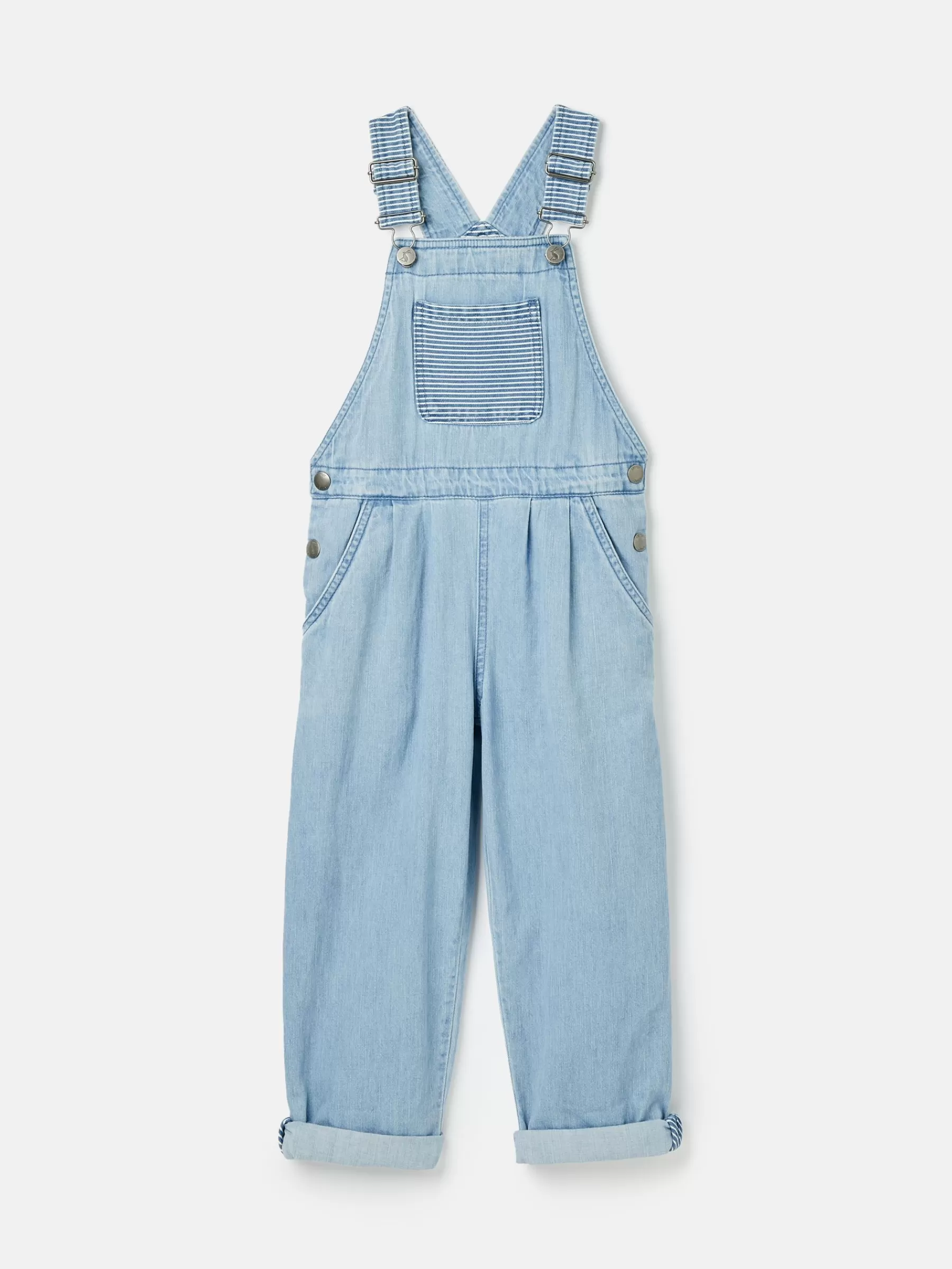 Joules Girls' Madeline Chambray Hotch Potch Dungarees Blue Fashion