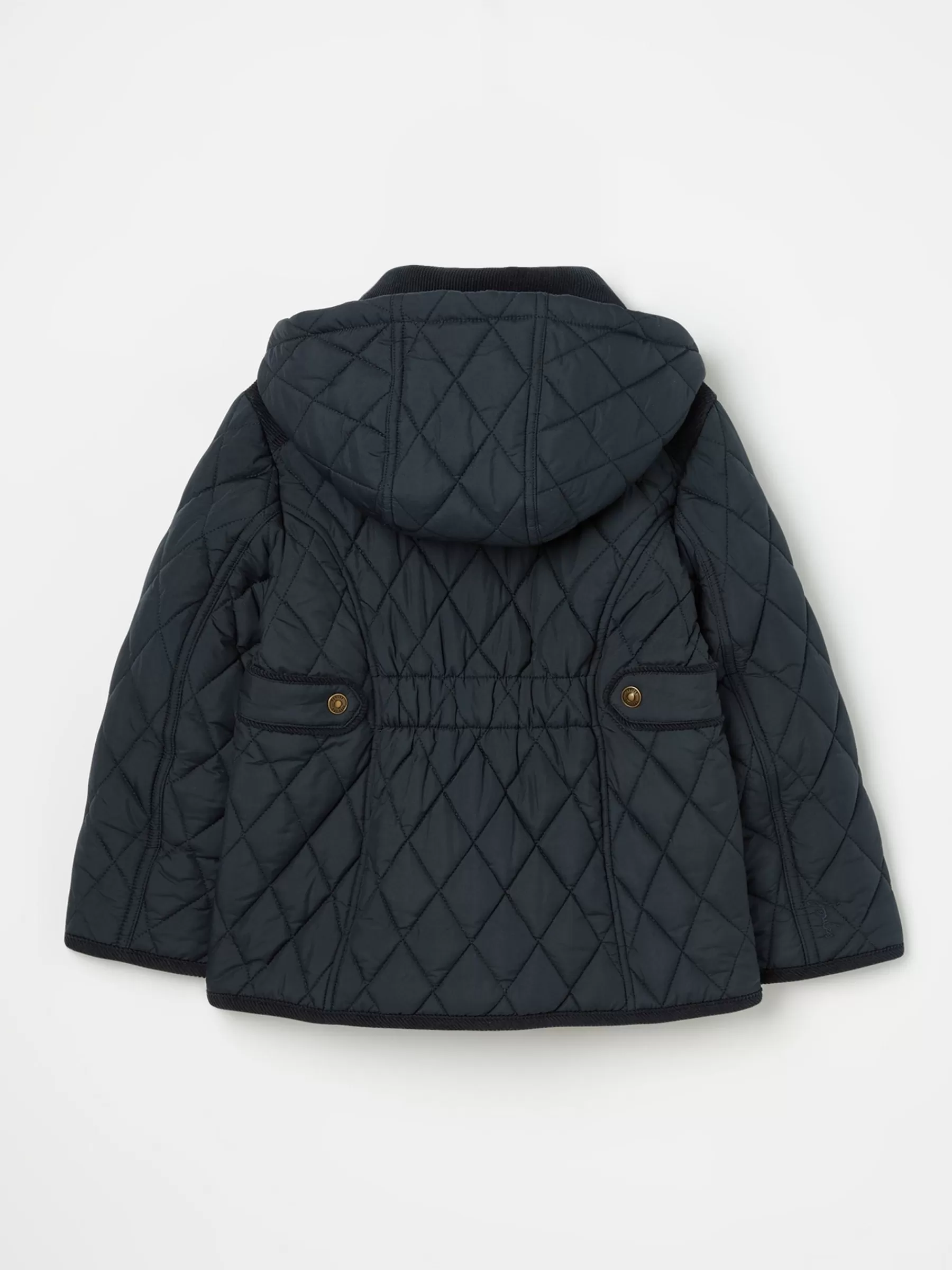 Joules Girls' Marsdale Navy Blue Diamond Quilted Coat With Hood NavyBlue Store