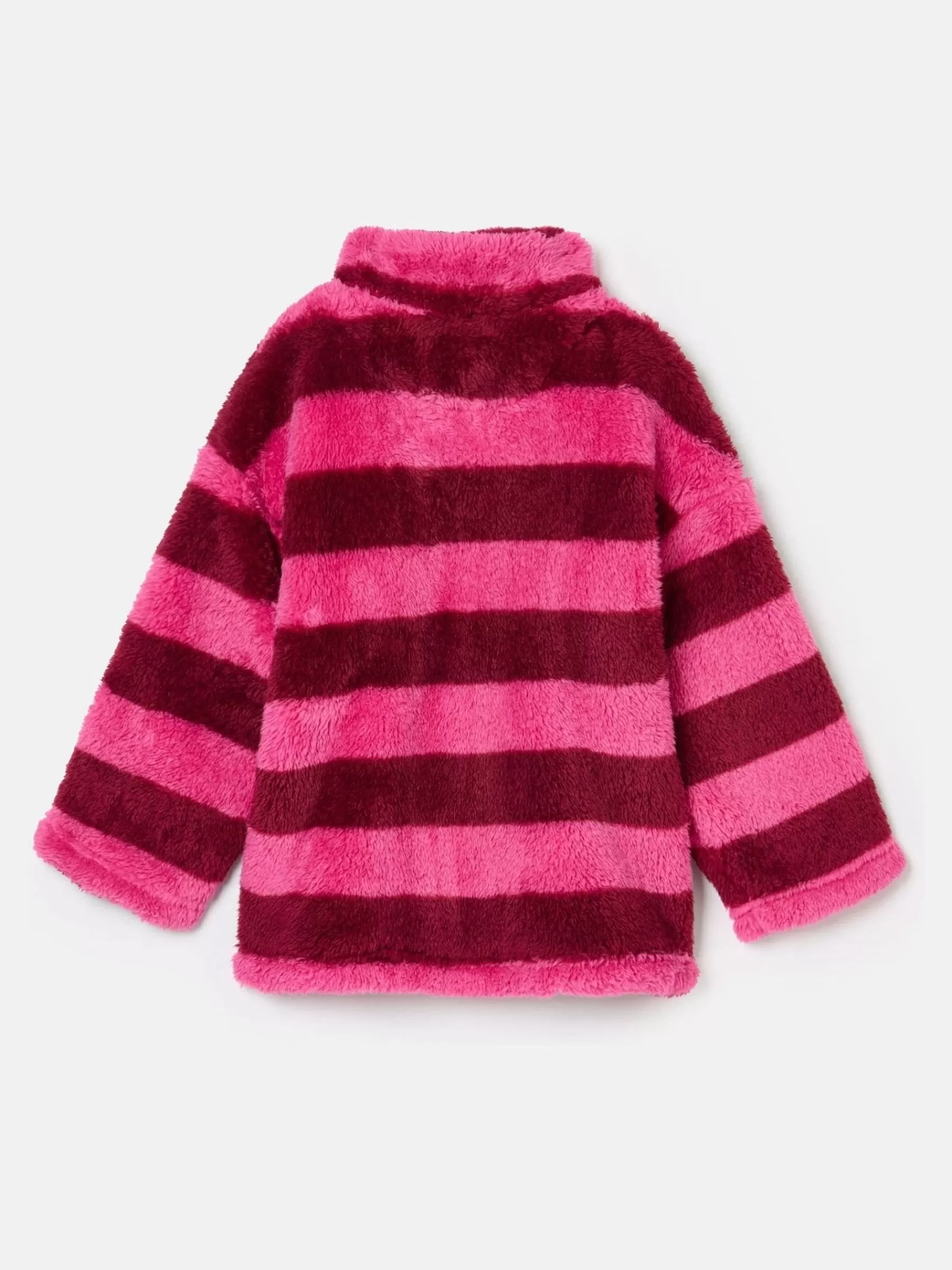 Joules Girls' Merridie Pink Stripe Half Zip Borg Fleece PinkStripe Outlet