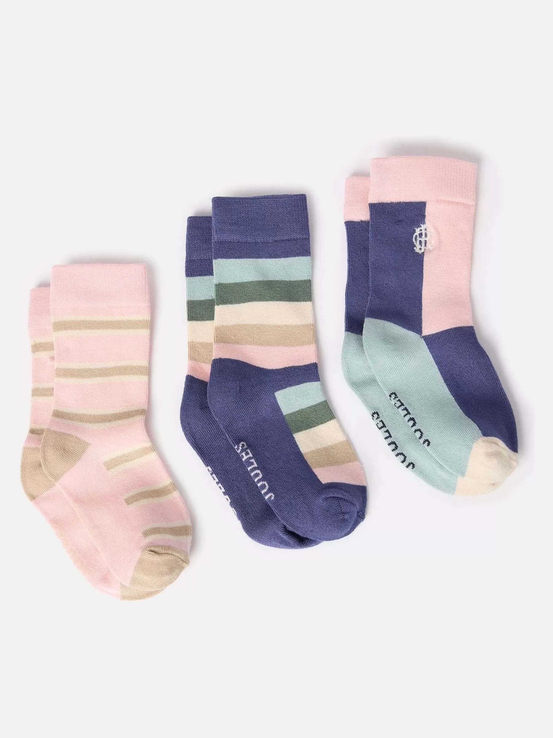 Joules Girls' Neat Feet 3 Pack Socks Multi Discount