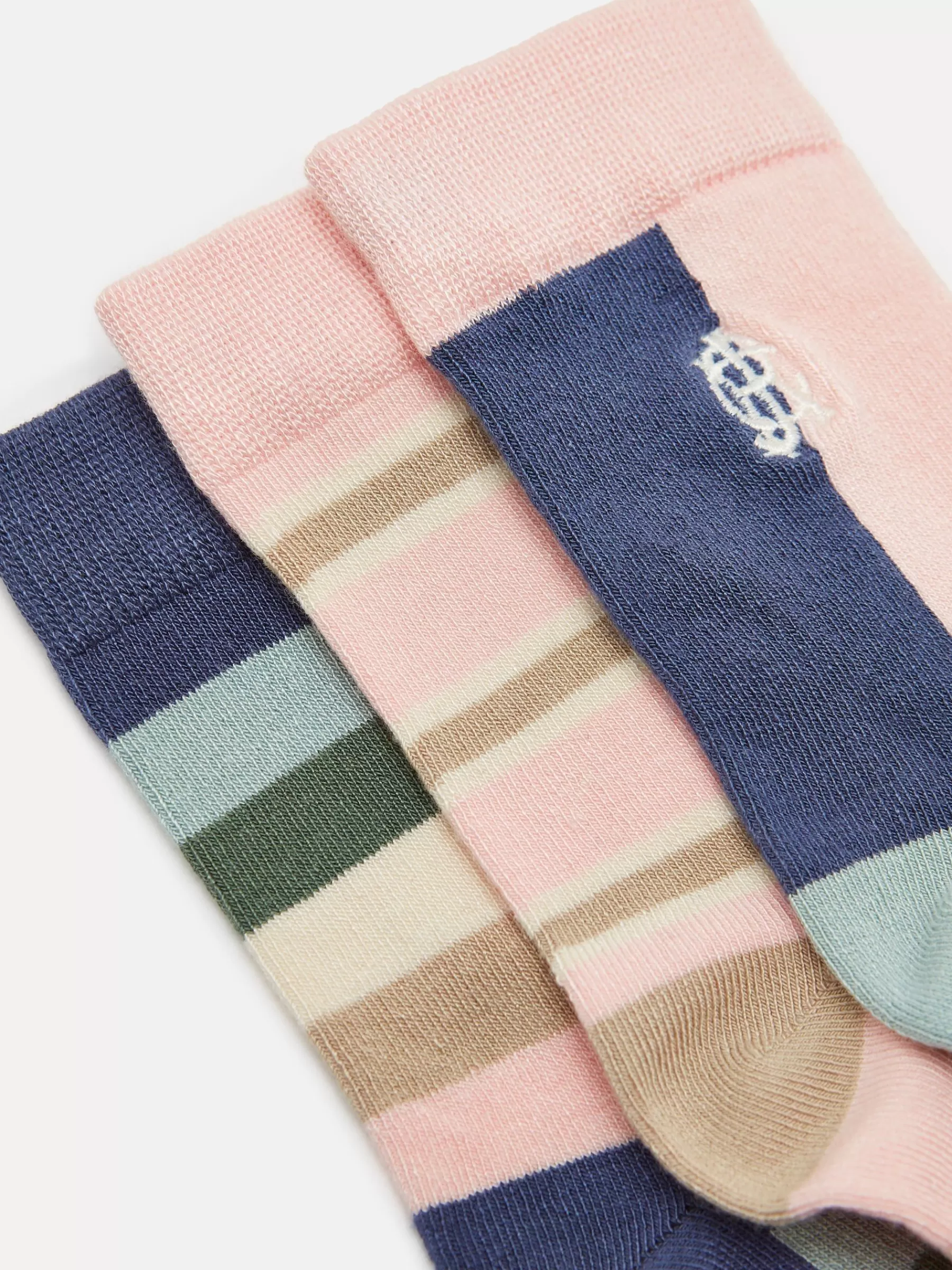 Joules Girls' Neat Feet 3 Pack Socks Multi Discount