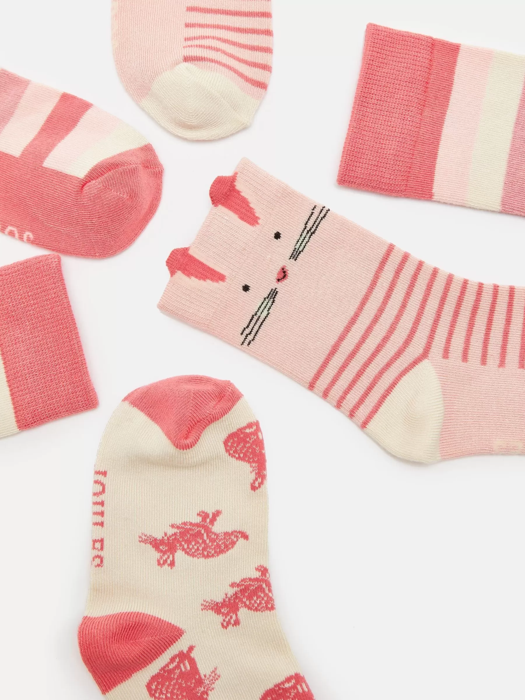 Joules Girls' Neat Feet 3 Pack Socks Pink Discount