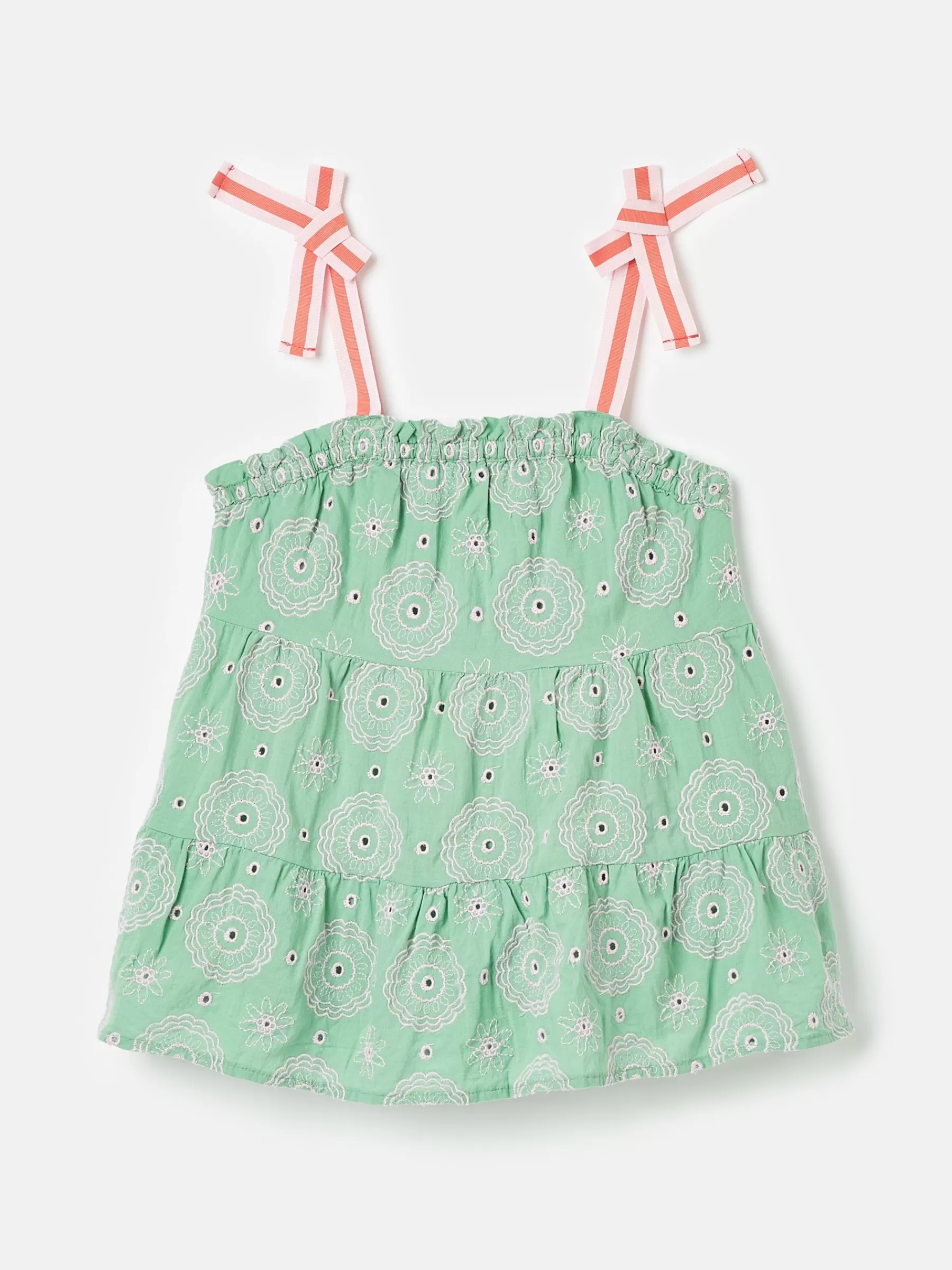 Joules Girls' Playtime Tiered Woven Top Green Clearance