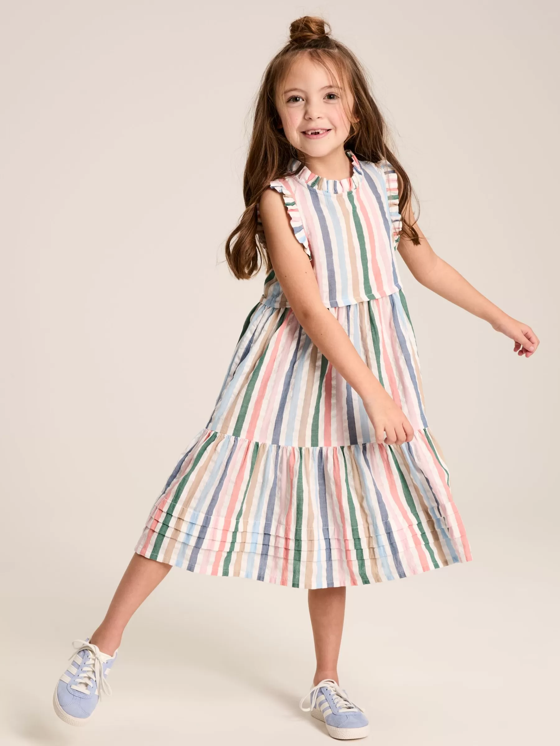 Joules Girls' Poppie Stripe Tiered Dress Multi Cheap