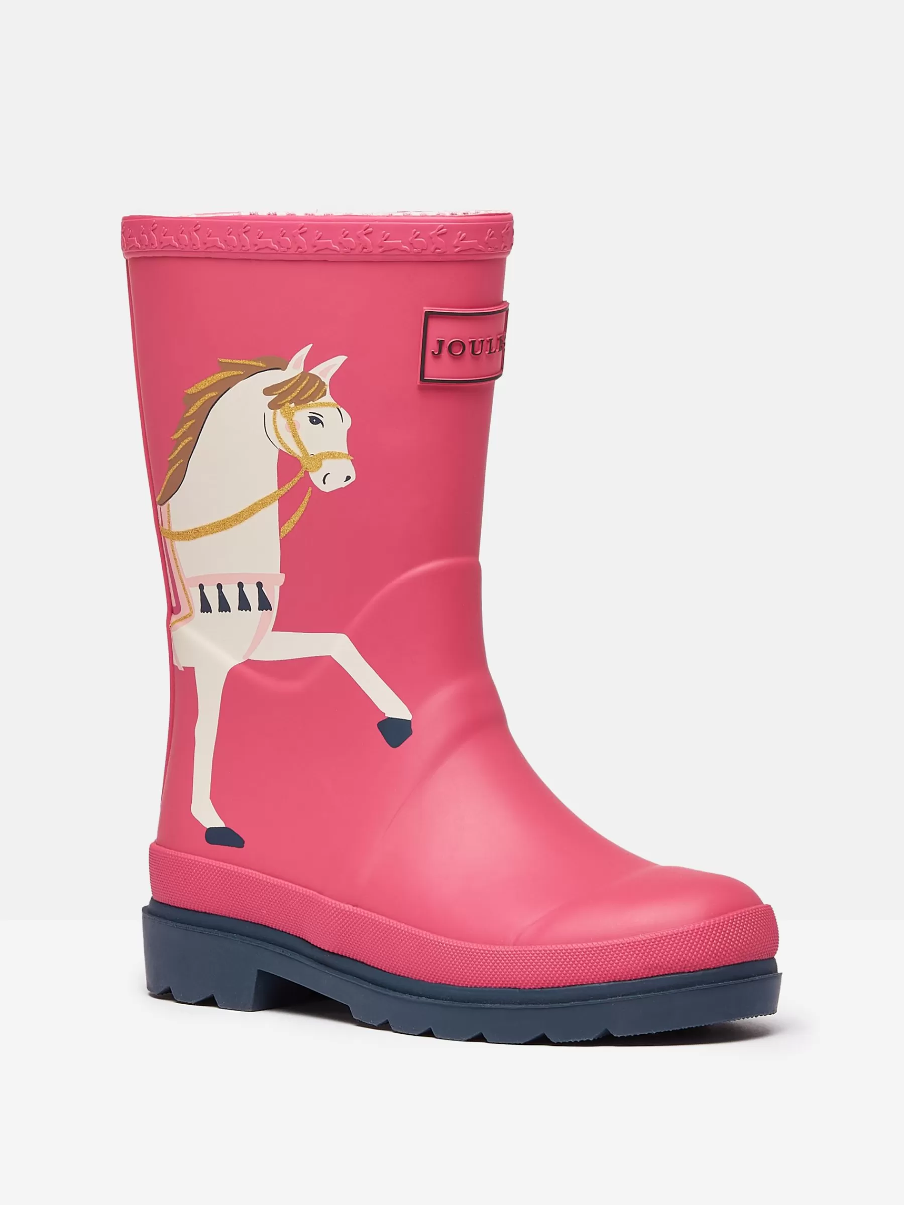 Joules Girls' Splashwell Pink Horse Wellies PinkHorse Shop